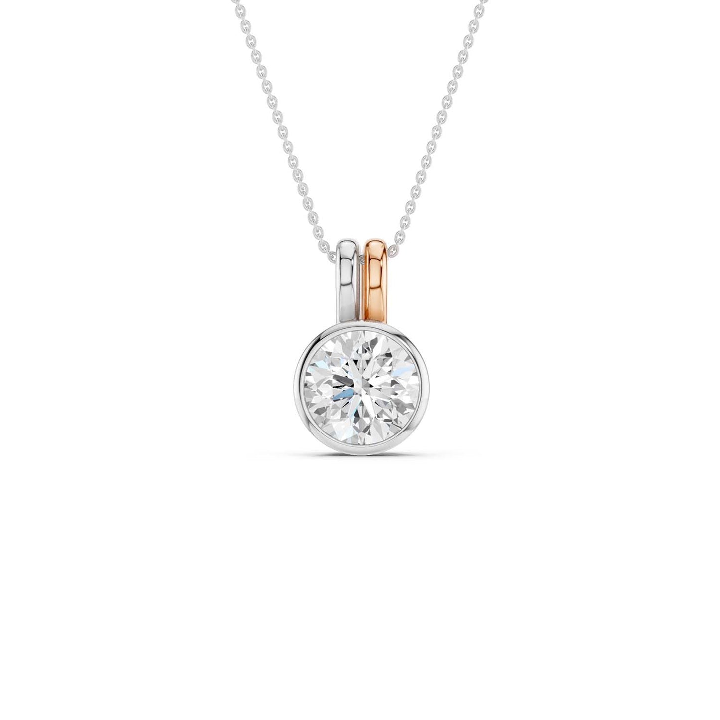 Coupled Round Solitaire Bezel Necklace