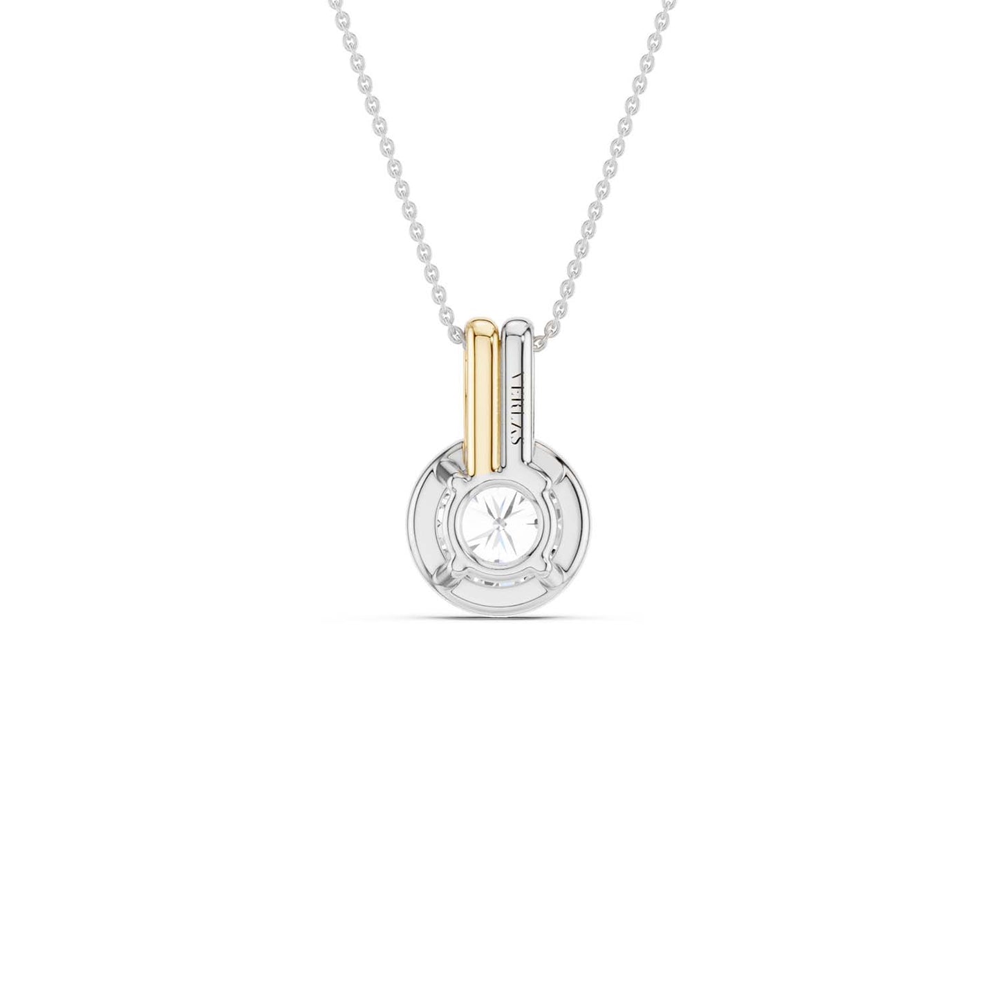 Coupled Round Solitaire Bezel Necklace