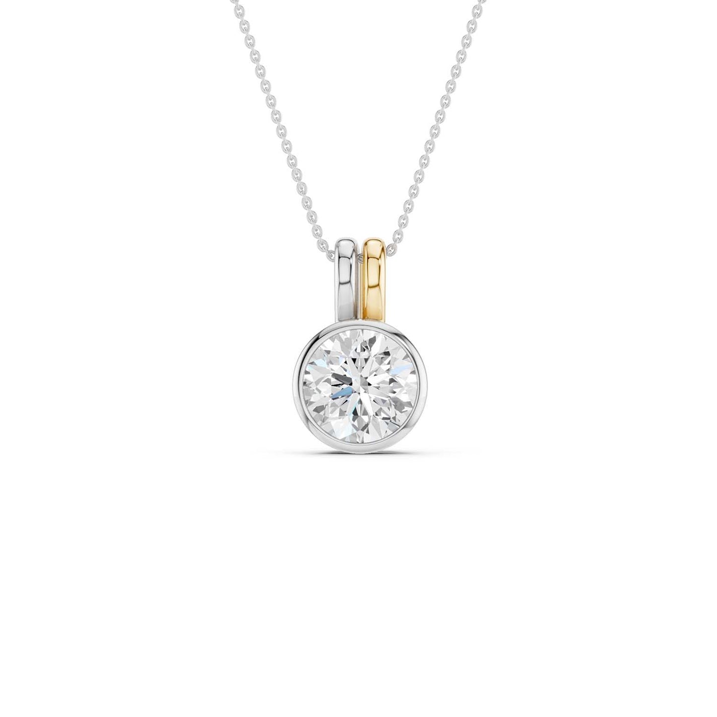 Coupled Round Solitaire Bezel Necklace