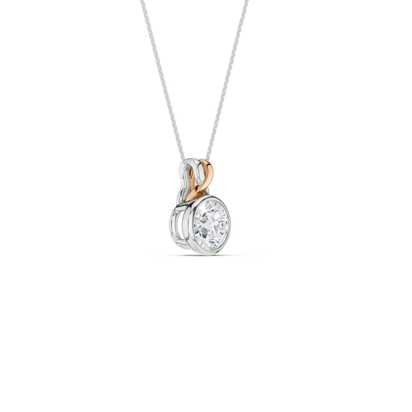 Twisted Round Bezel Pendant Necklace