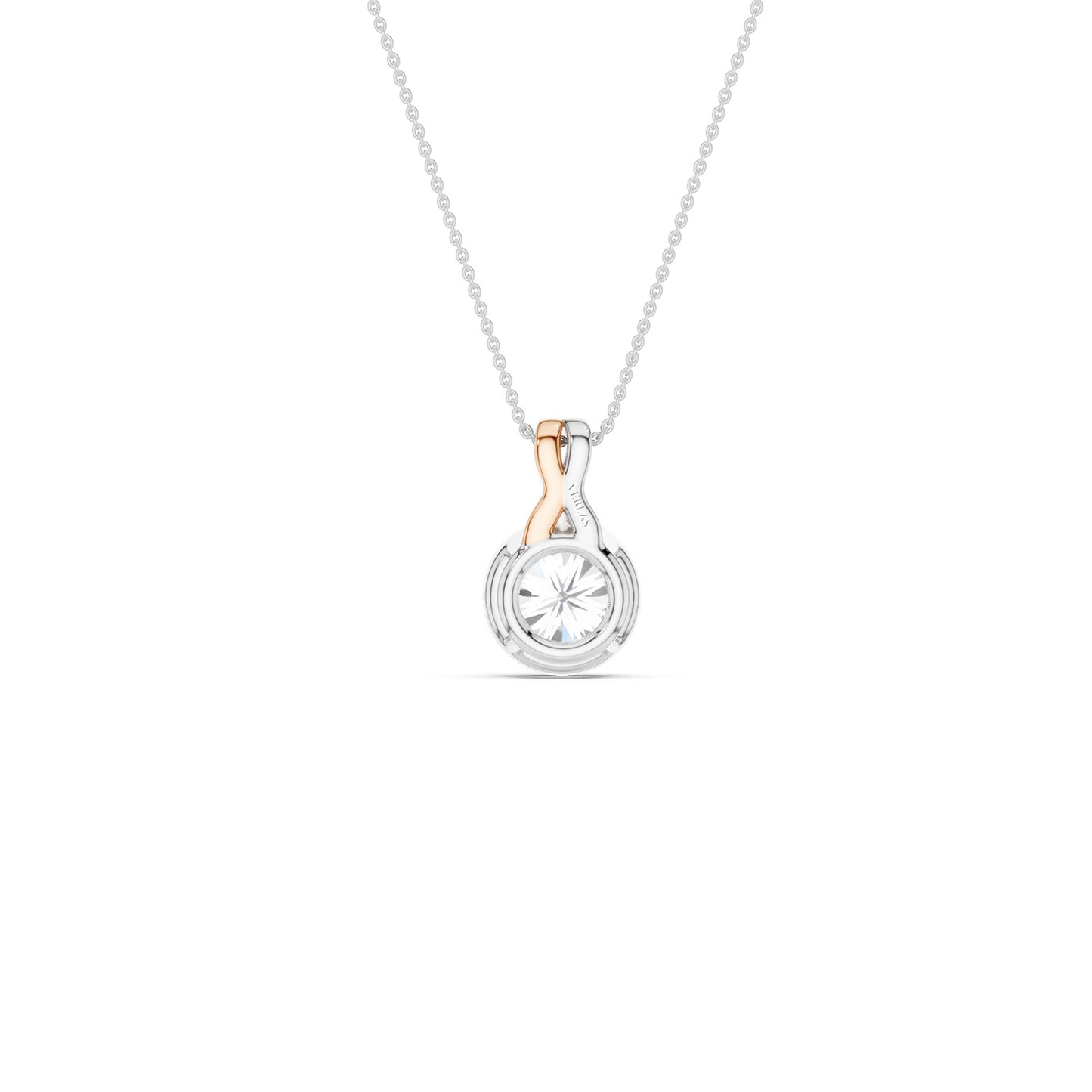 Twisted Round Bezel Pendant Necklace