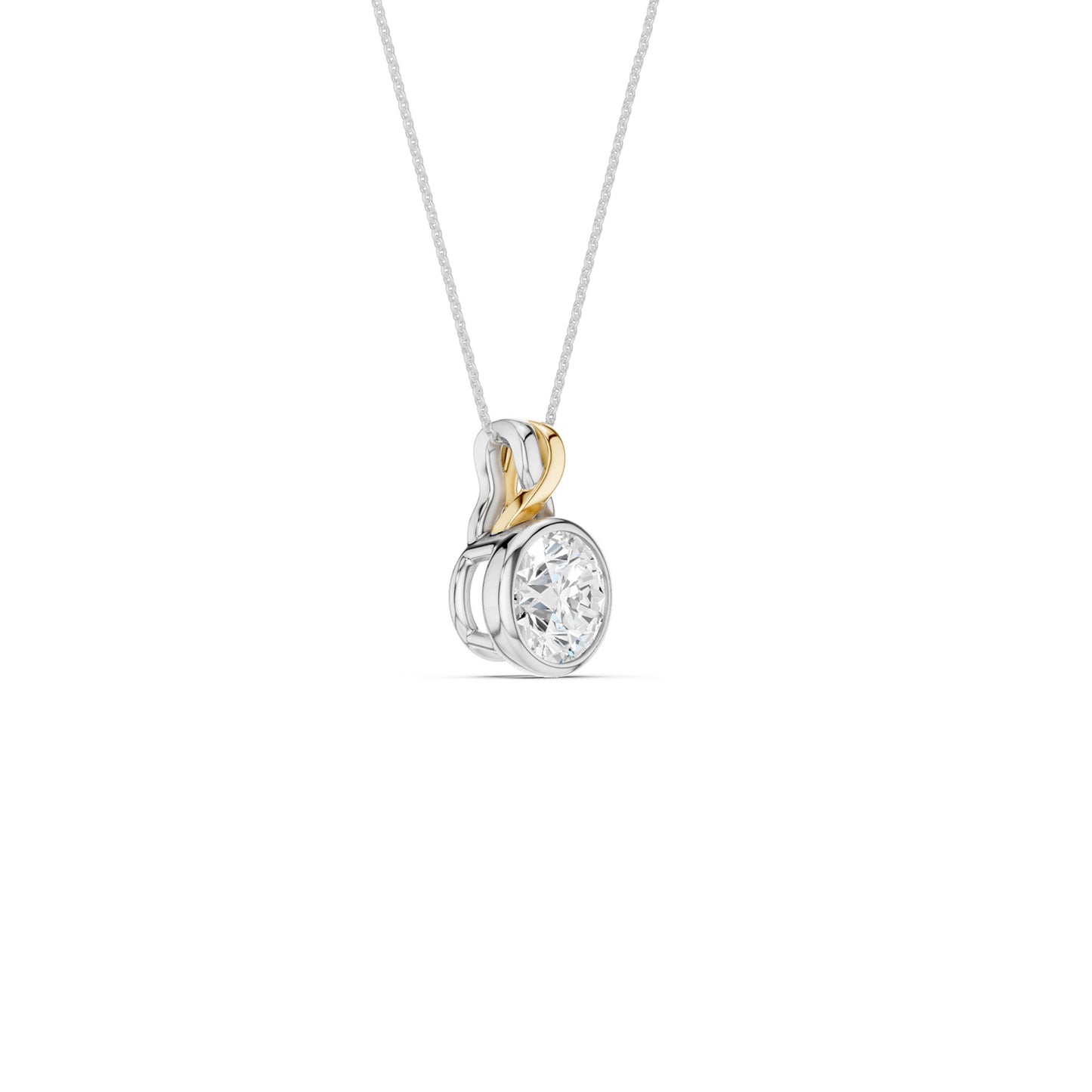 Twisted Round Bezel Pendant Necklace