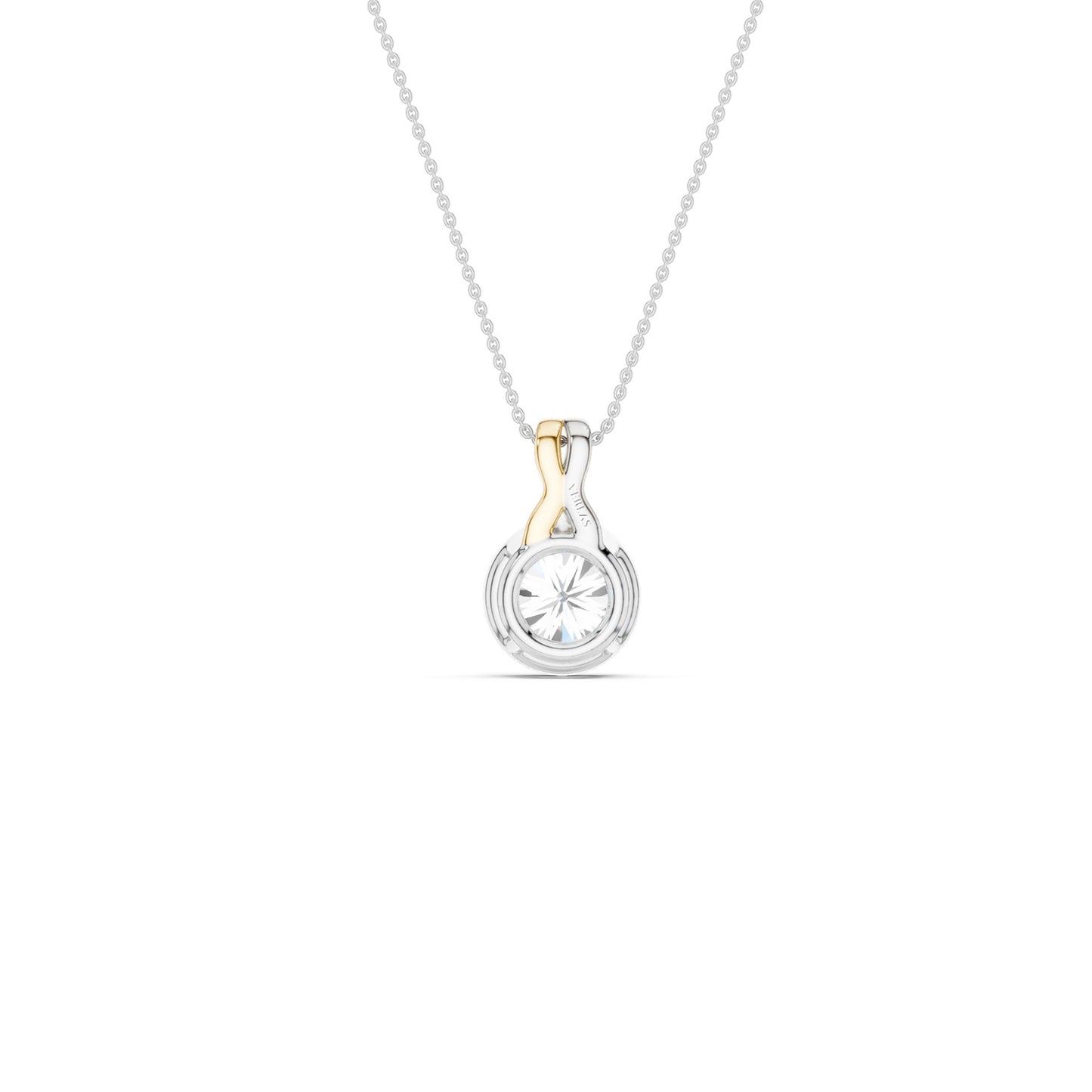 Twisted Round Bezel Pendant Necklace