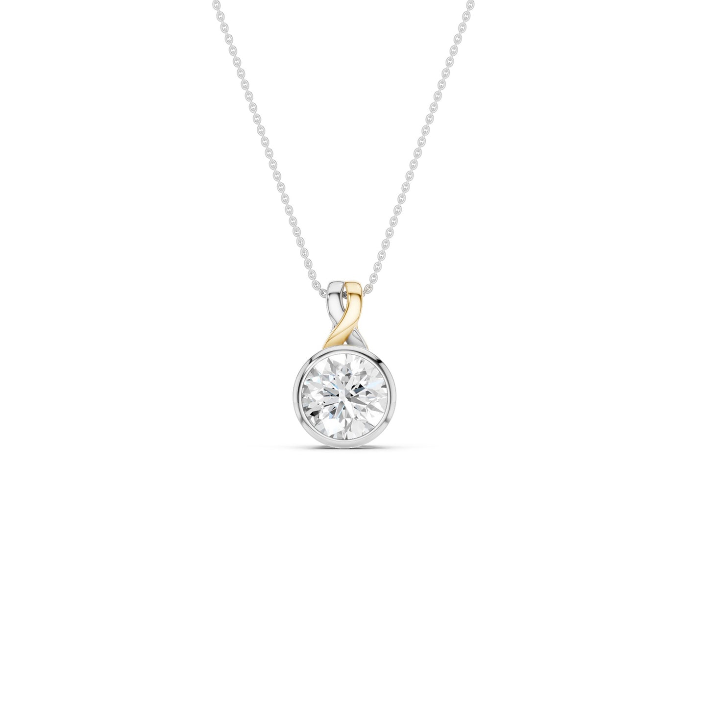Twisted Round Bezel Pendant Necklace