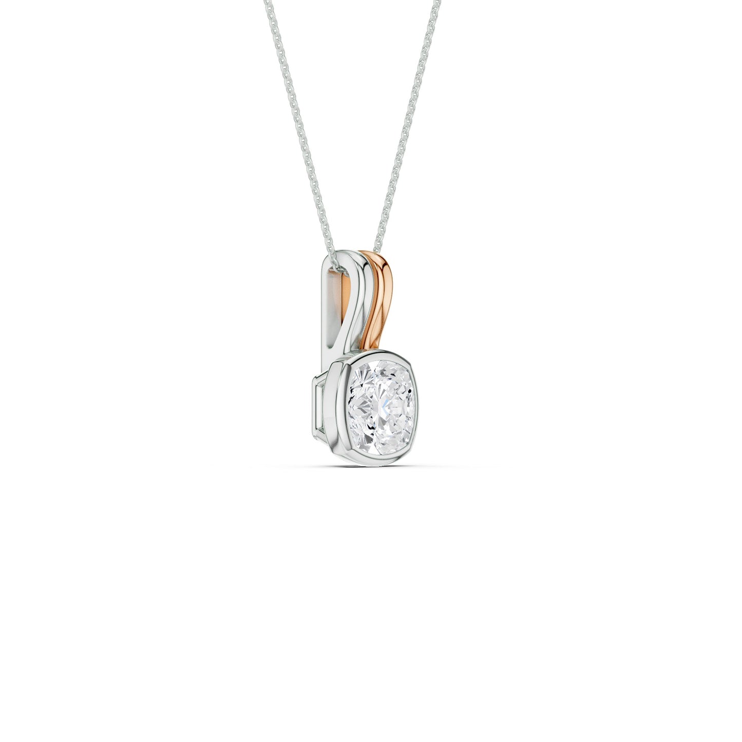 Coupled Cushion Bezel Necklace