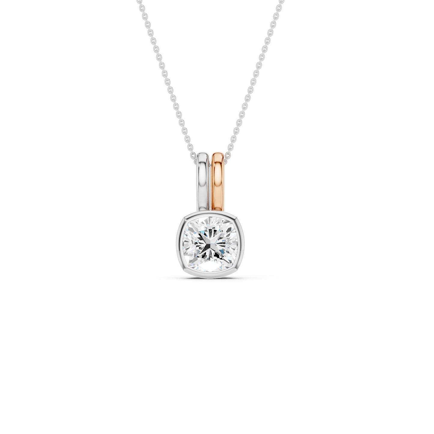 Coupled Cushion Bezel Necklace