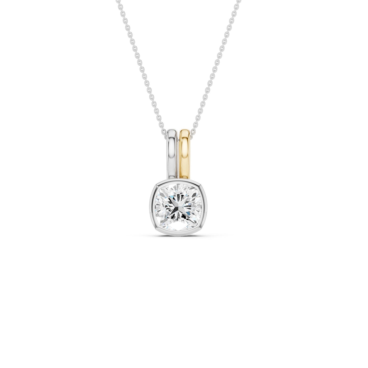 Coupled Cushion Bezel Necklace
