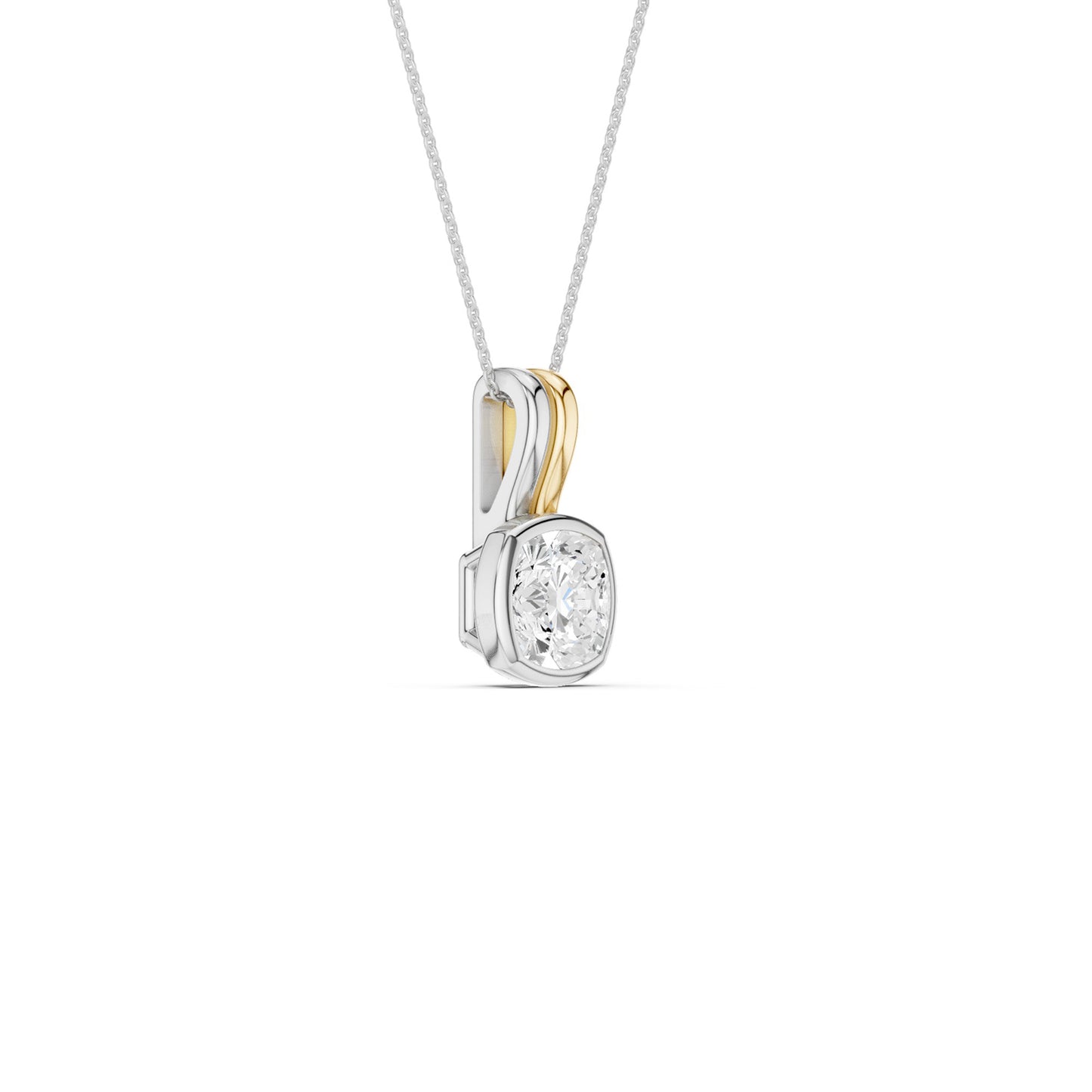 Coupled Cushion Bezel Necklace