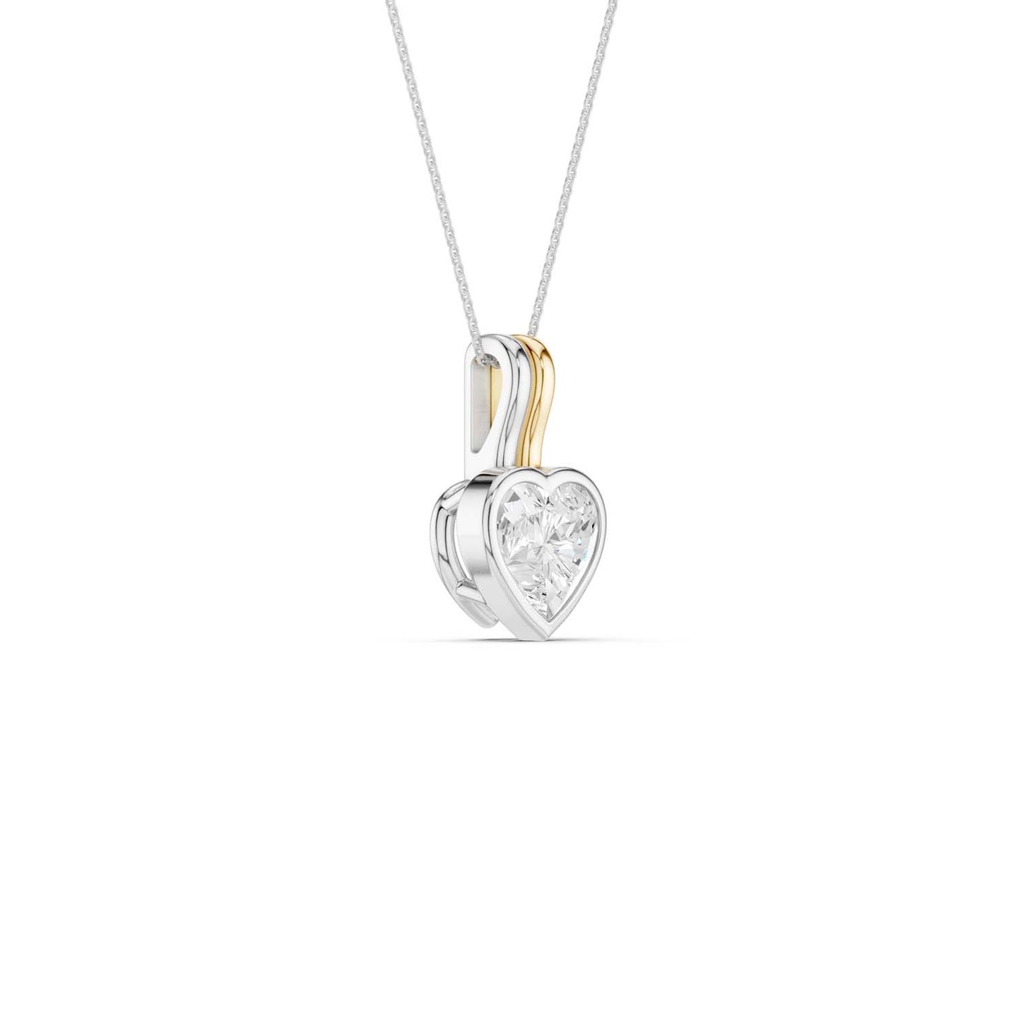 Coupled Heart Bezel Necklace
