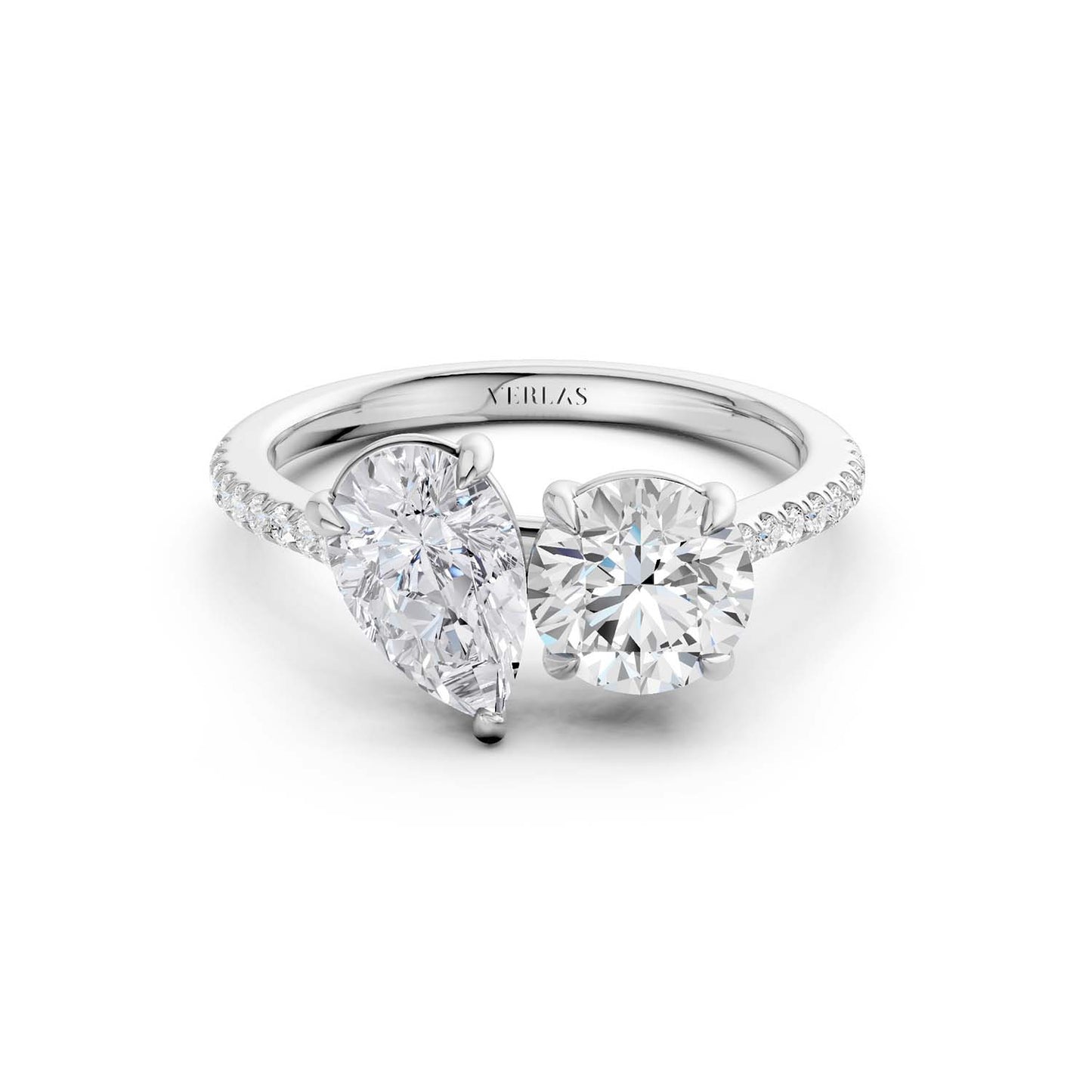 Pear Round Two Stone Diamond Ring