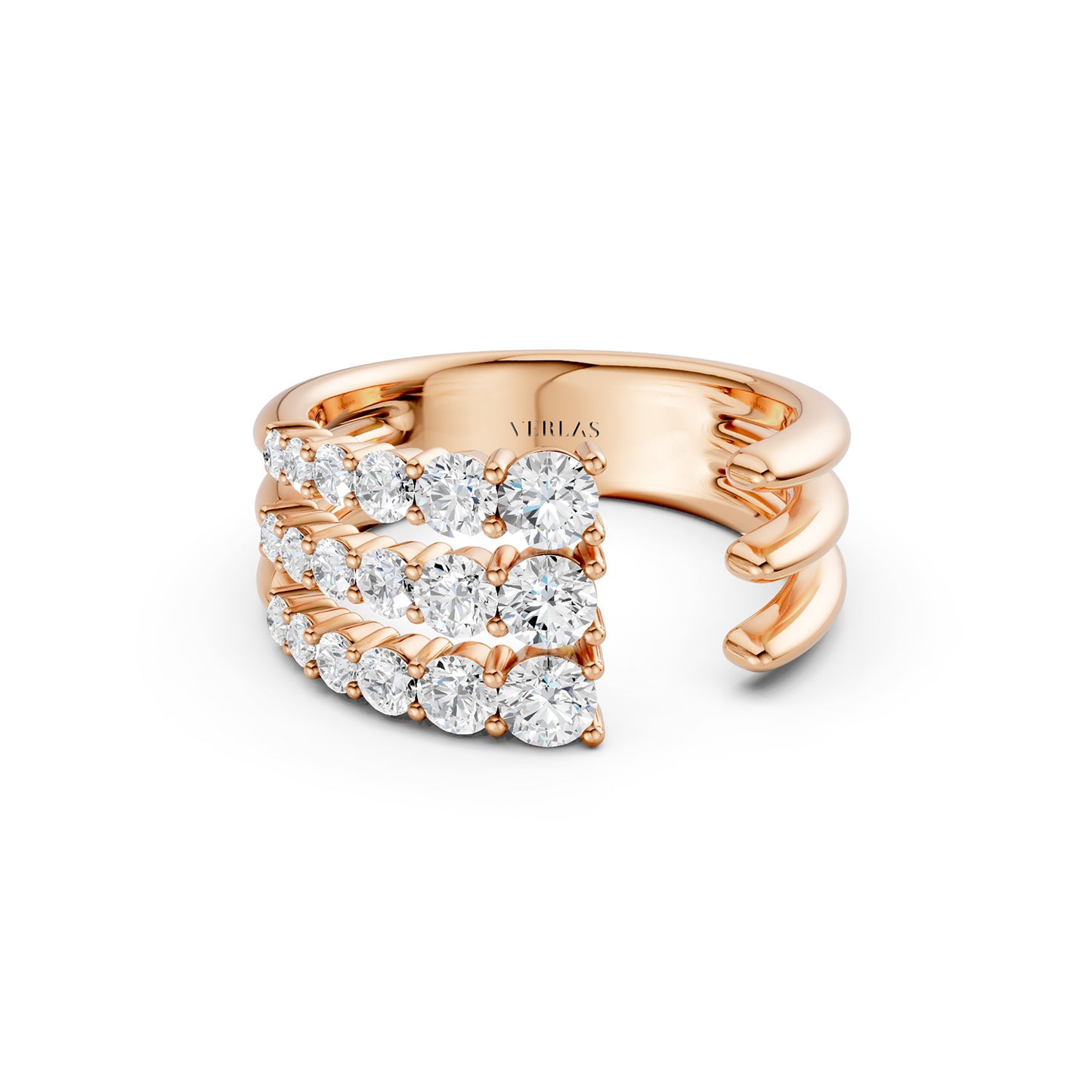 Tri-Band Round Crescendo Open Ring