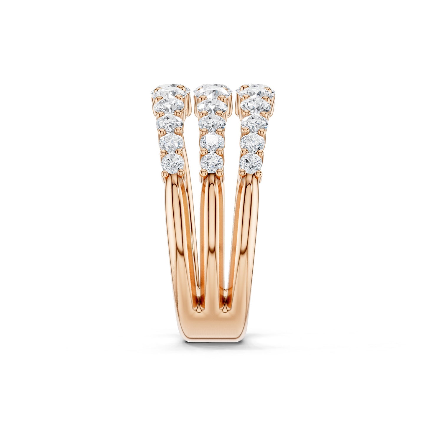 Tri-Band Round Crescendo Open Ring