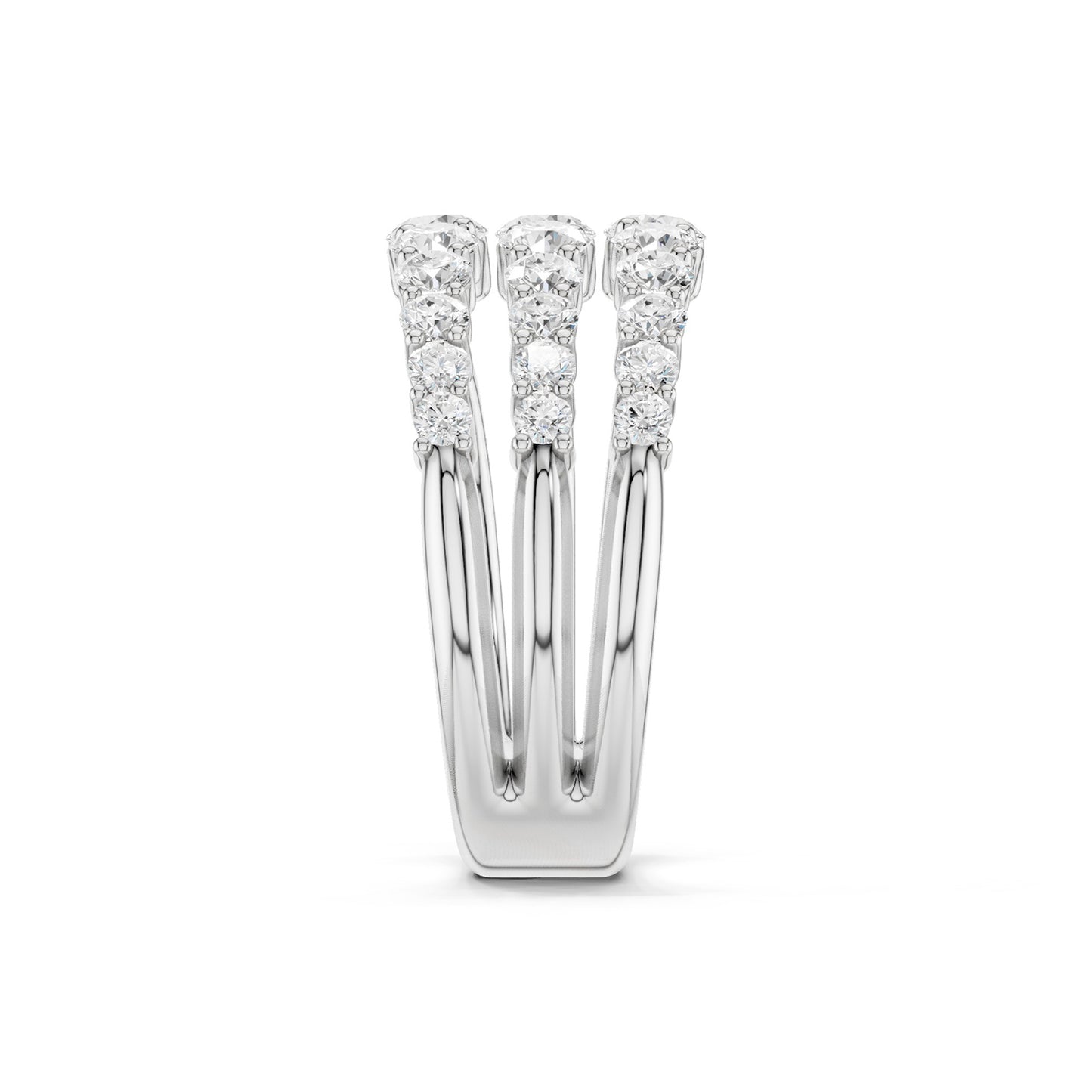 Tri-Band Round Crescendo Open Ring