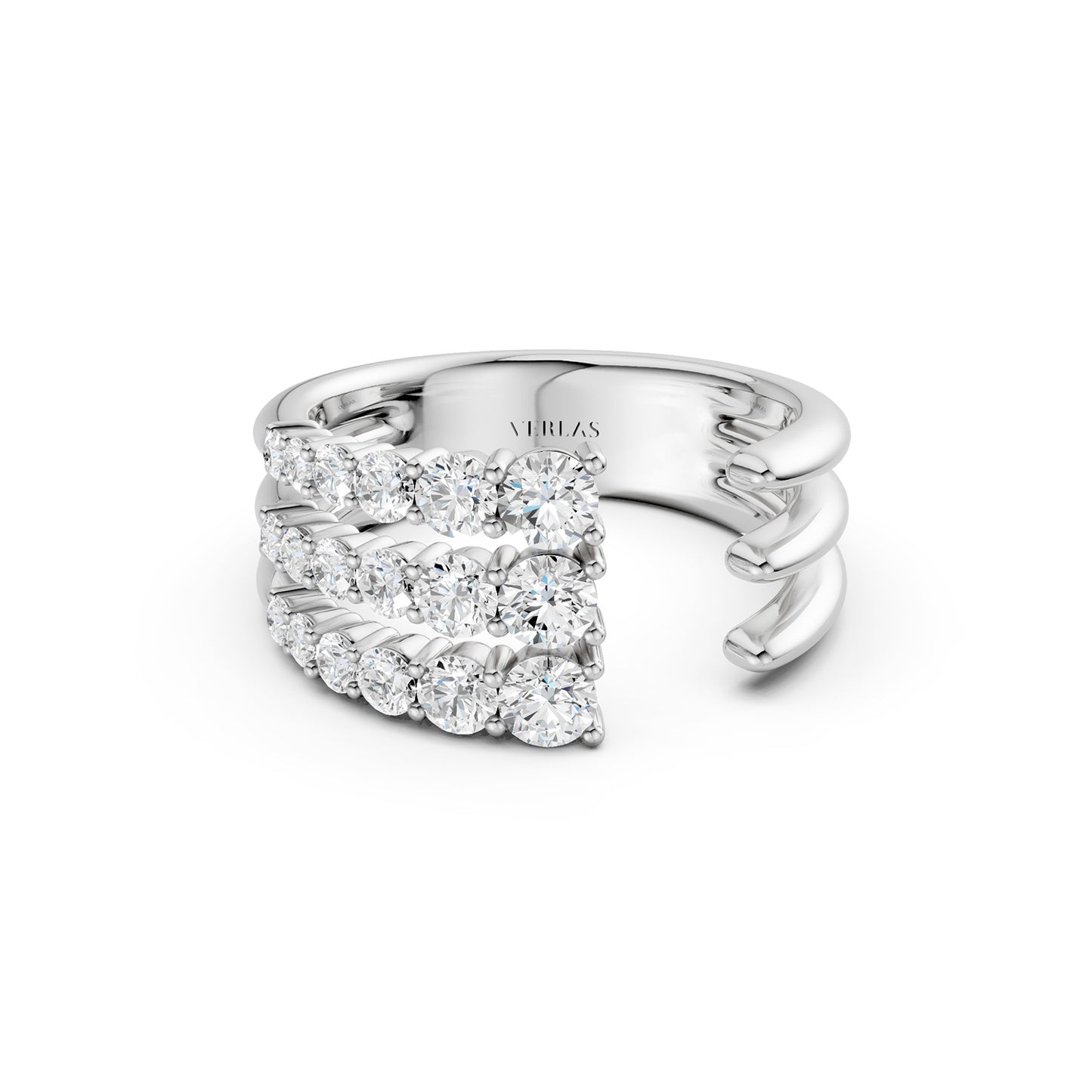 Tri-Band Round Crescendo Open Ring