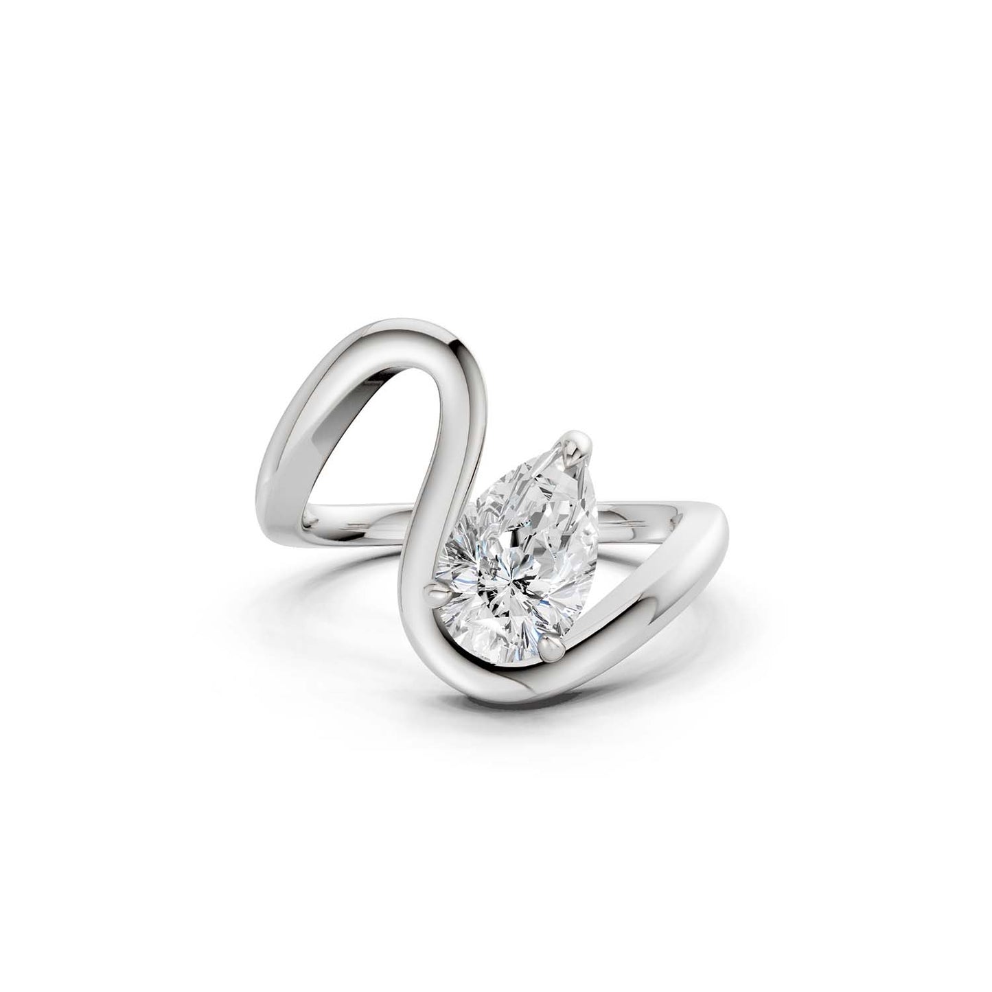 Curved Shank Dewdrop Ring