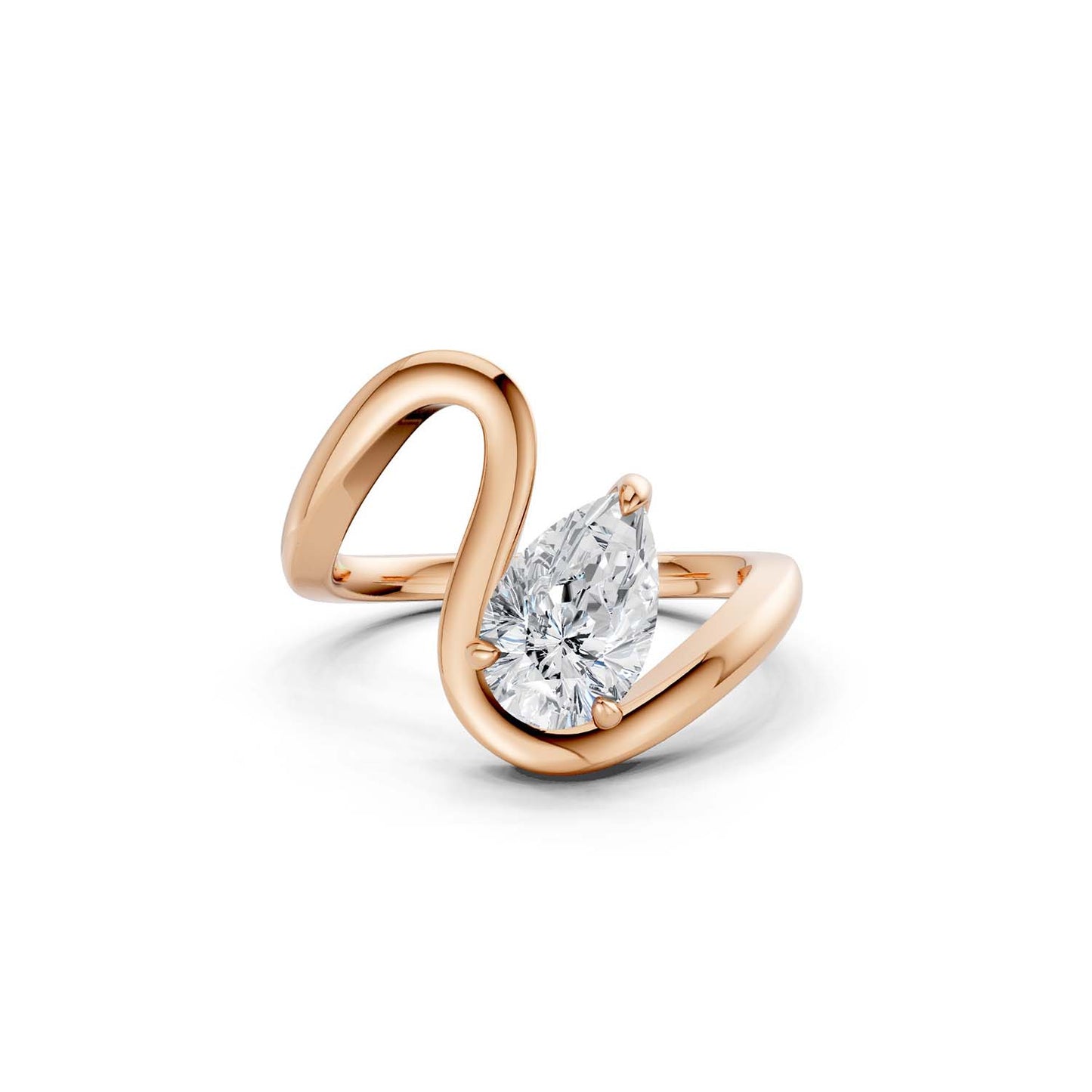 Curved Shank Dewdrop Ring