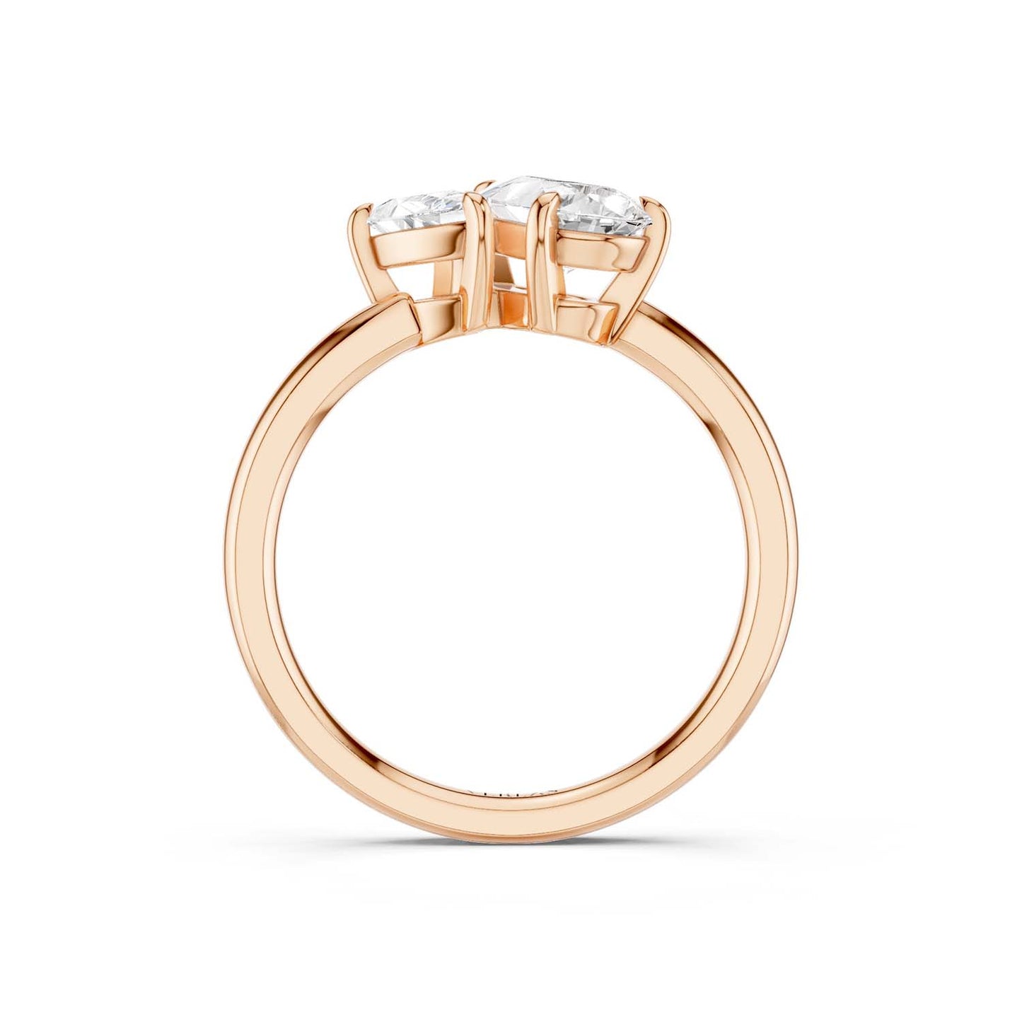 Asymmetrical Pear Diamond Two Stone Ring