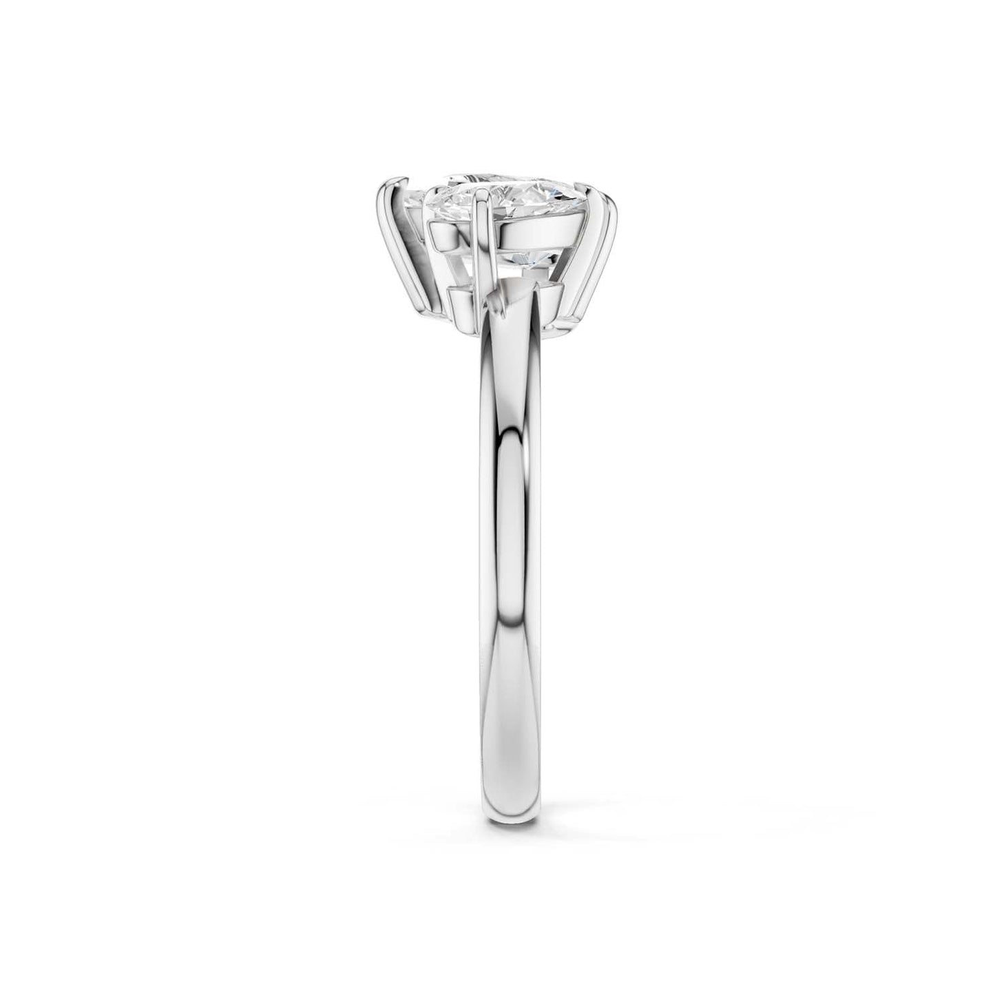 Asymmetrical Pear Diamond Two Stone Ring