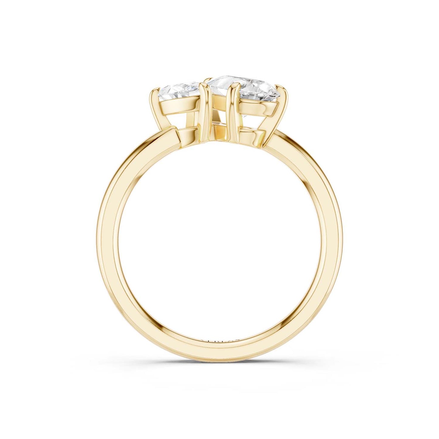 Asymmetrical Pear Diamond Two Stone Ring