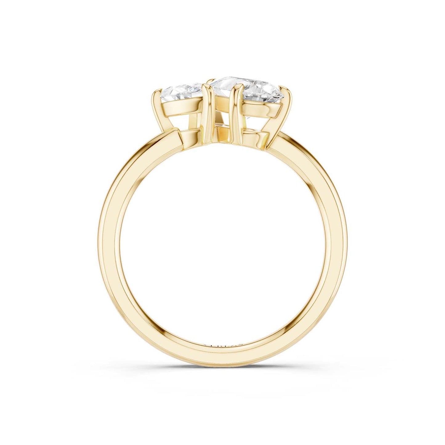 Asymmetrical Pear Diamond Two Stone Ring