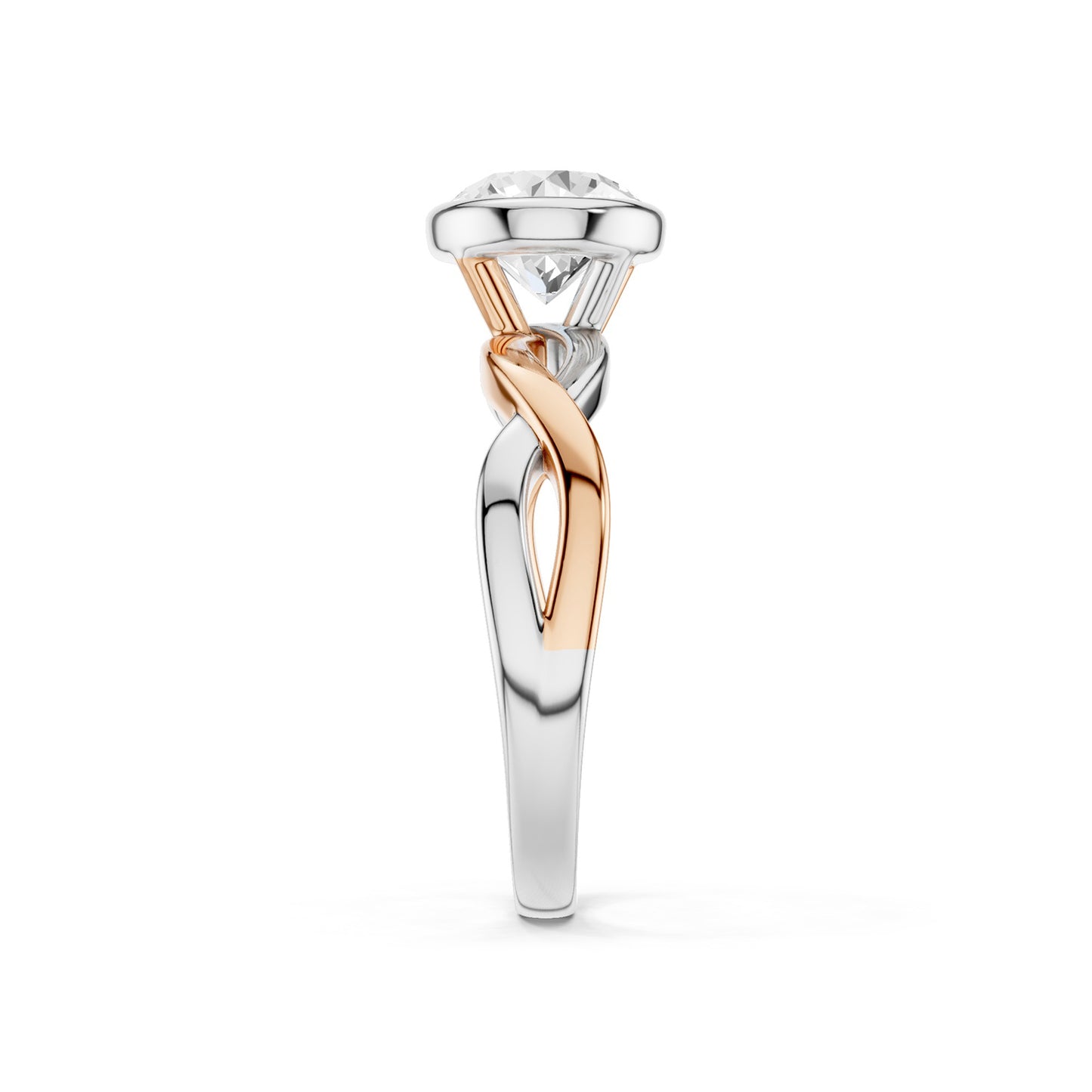 Twisted Bezel Round Diamond Ring