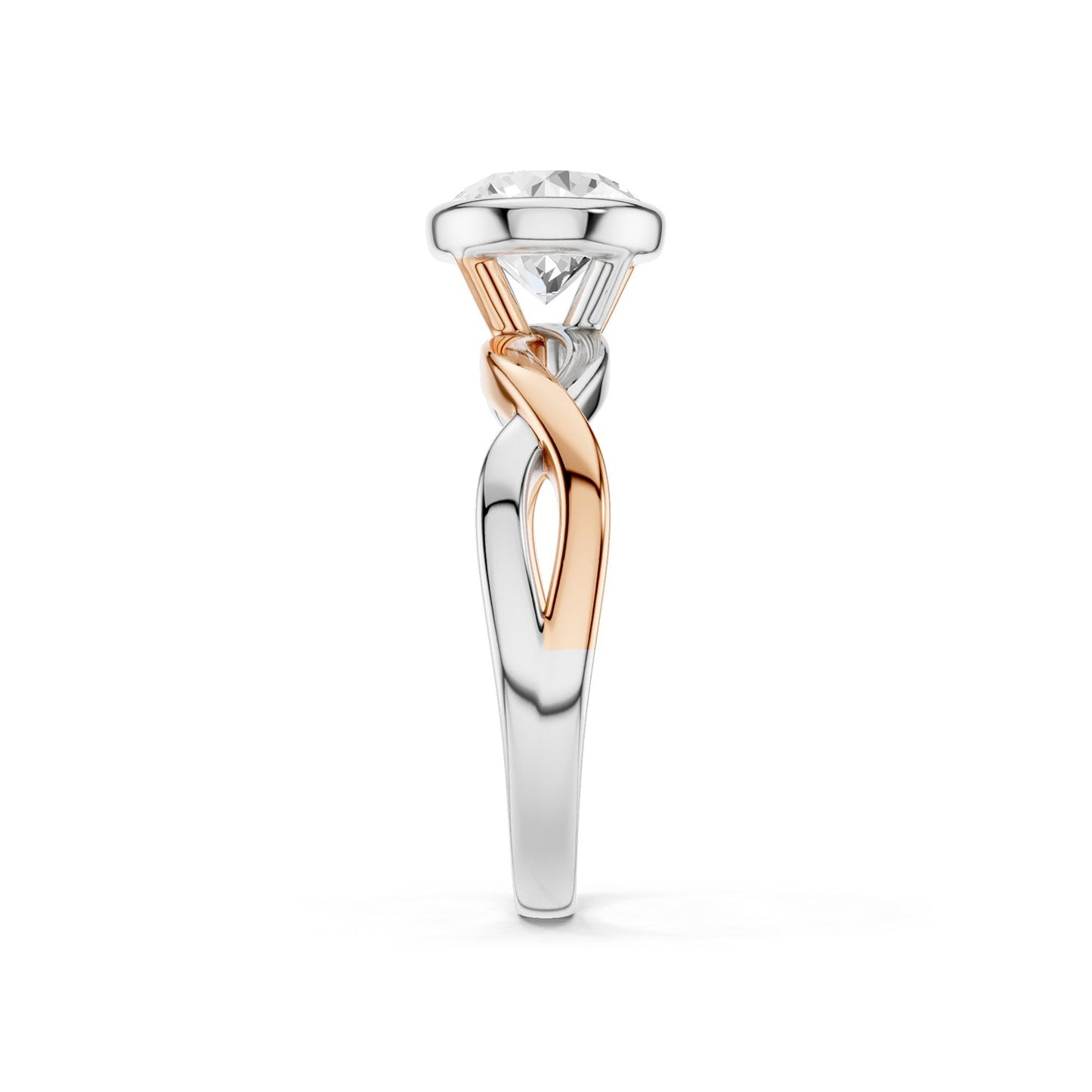 Twisted Bezel Round Diamond Ring