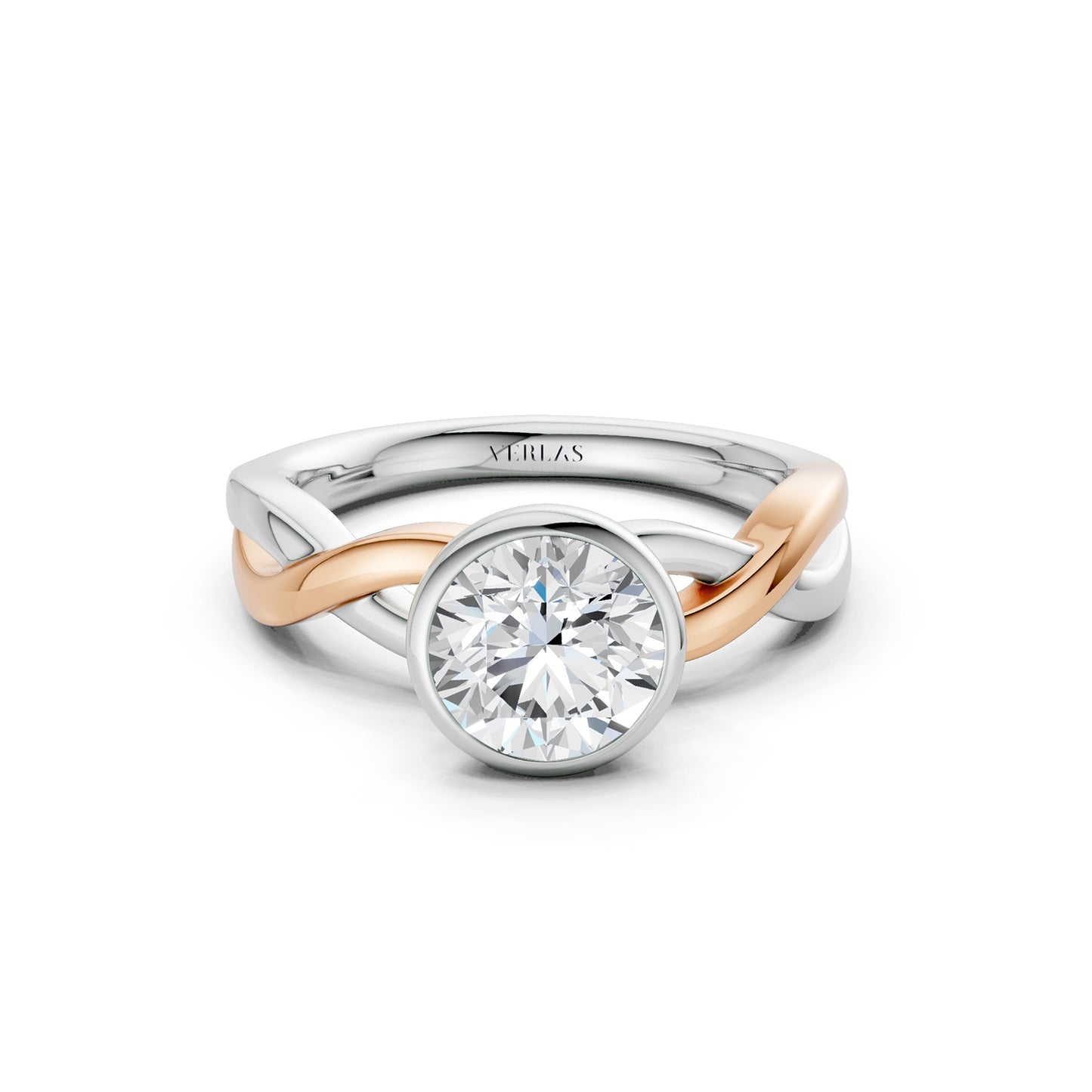 Twisted Bezel Round Diamond Ring