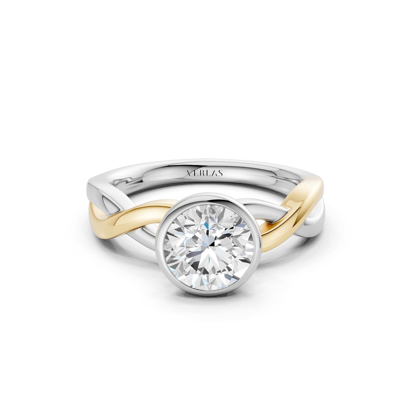 Twisted Bezel Round Diamond Ring