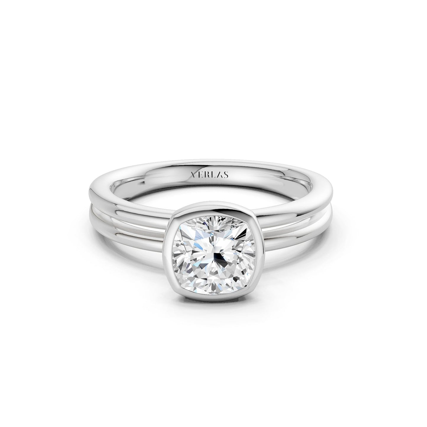 Coupled Cushion Bezel Ring