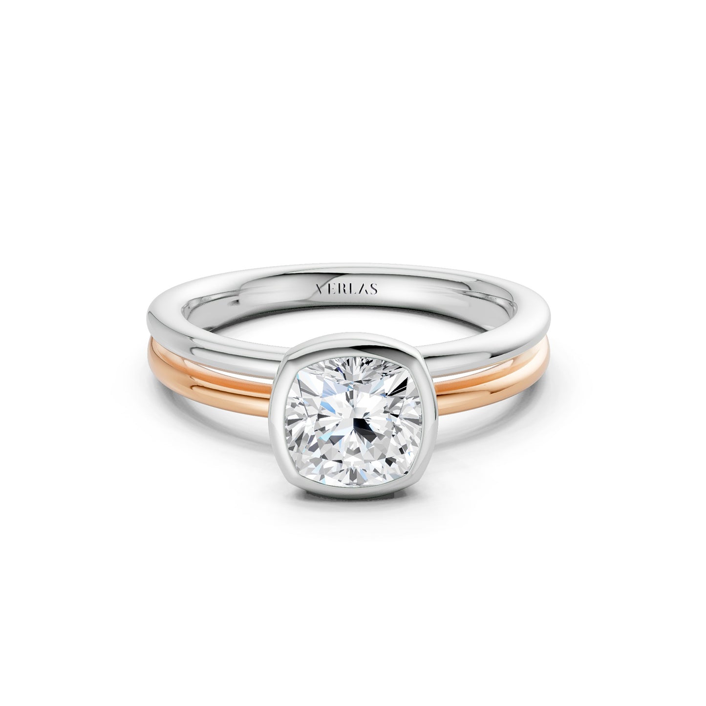 Coupled Cushion Bezel Ring
