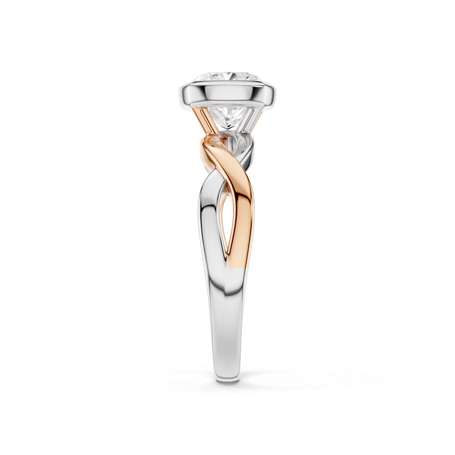 Twisted Bezel Cushion Diamond Ring
