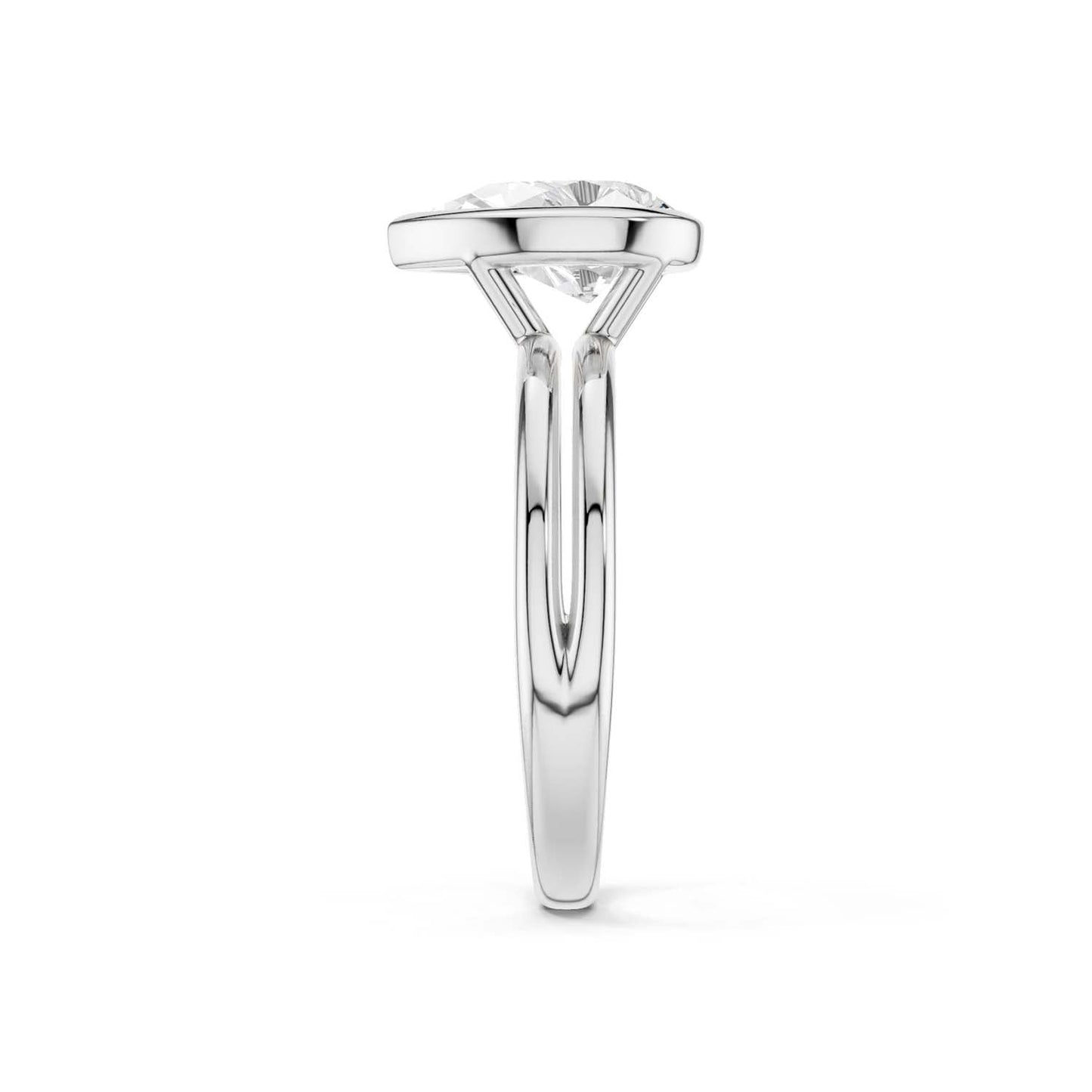 Coupled Pear Bezel Ring
