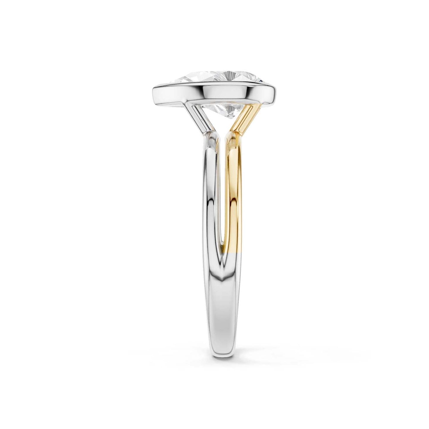 Coupled Pear Bezel Ring
