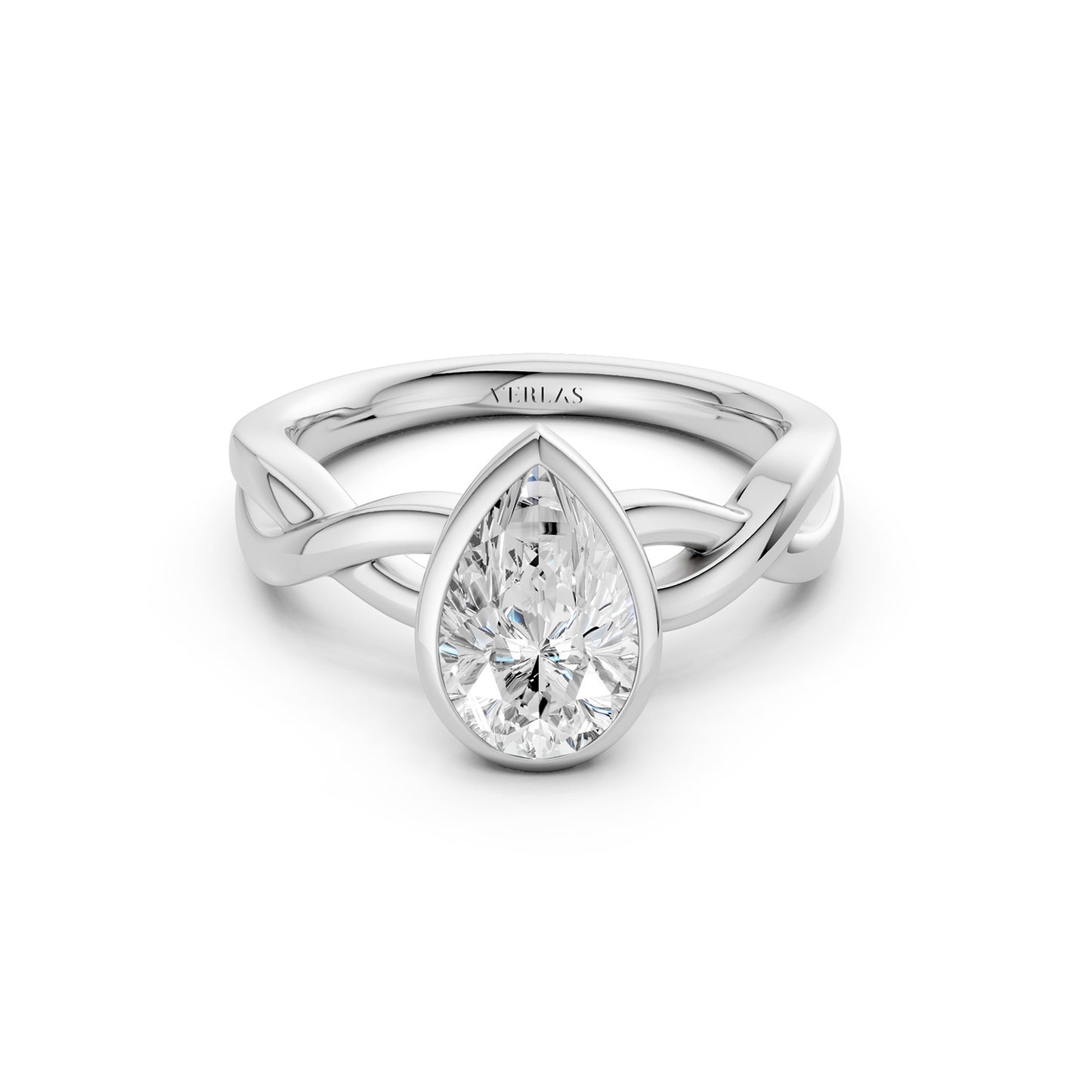 Twisted Bezel Pear Diamond Ring