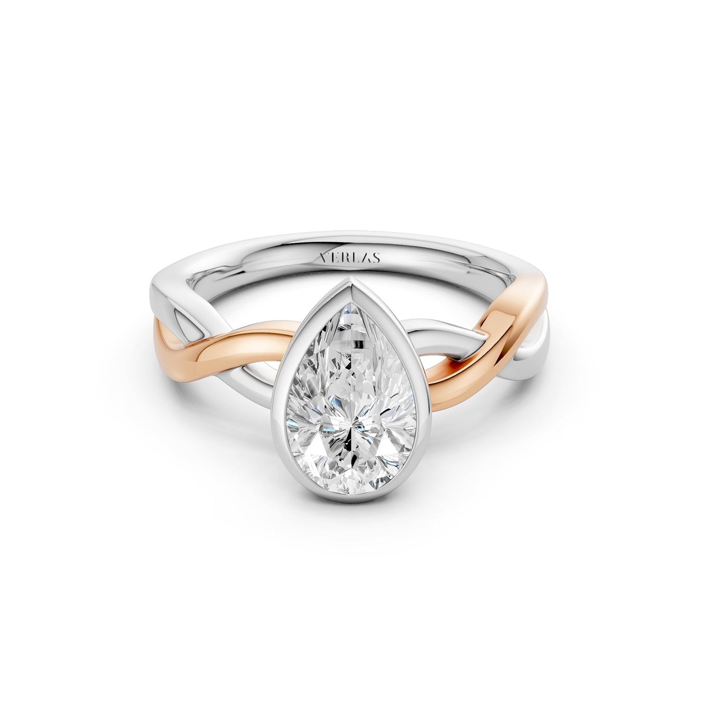 Twisted Bezel Pear Diamond Ring