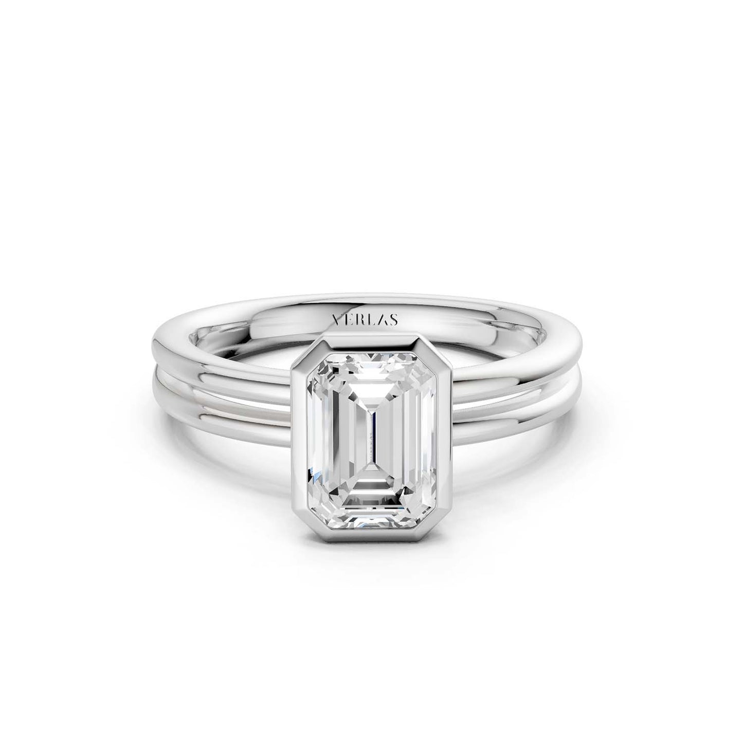 Coupled Emerald Bezel Ring