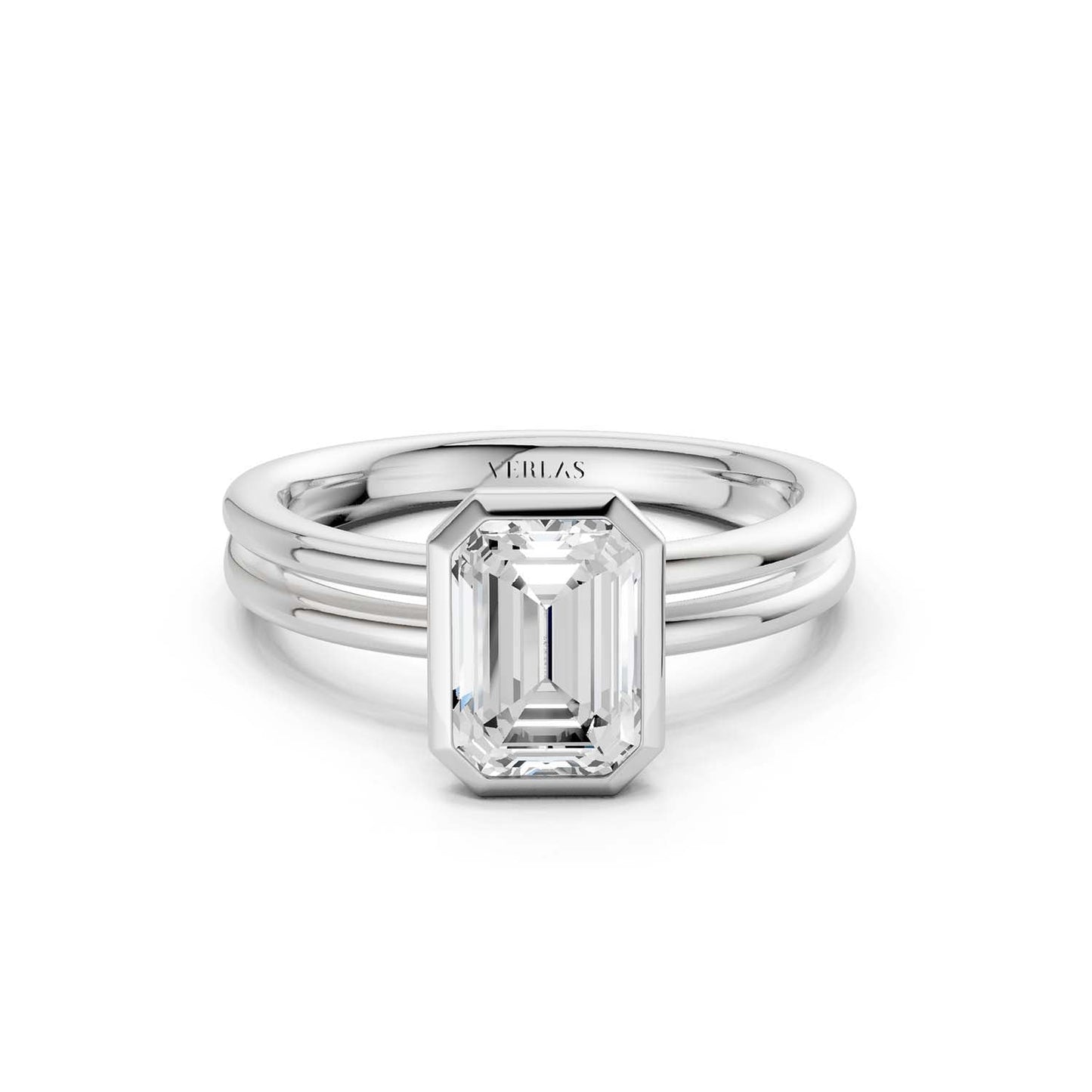 Coupled Emerald Bezel Ring