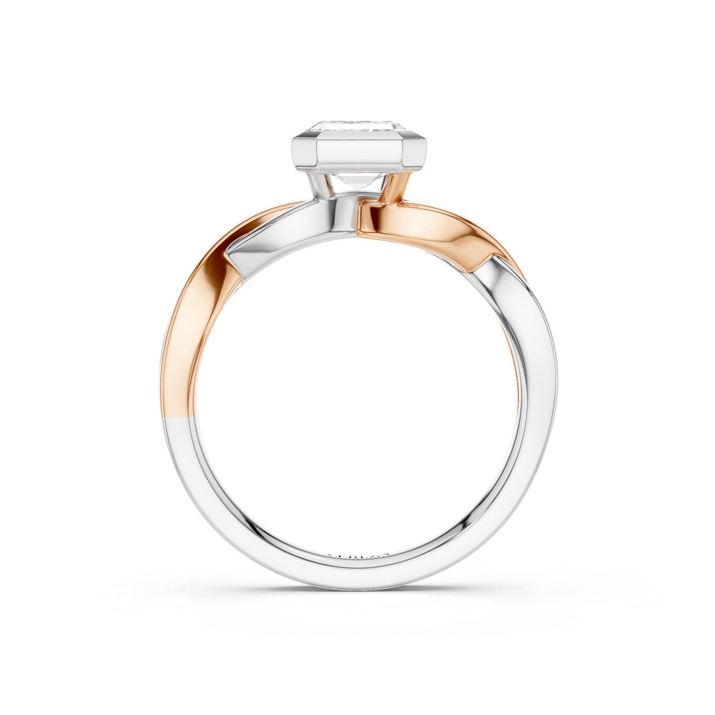Twisted Bezel Emerald Diamond Ring