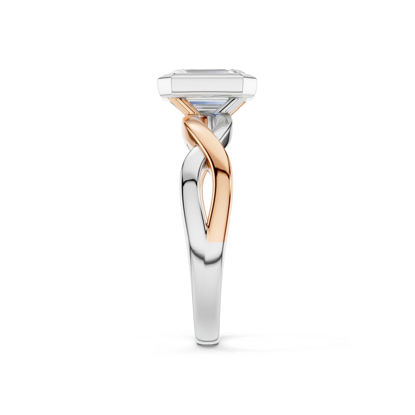 Twisted Bezel Emerald Diamond Ring