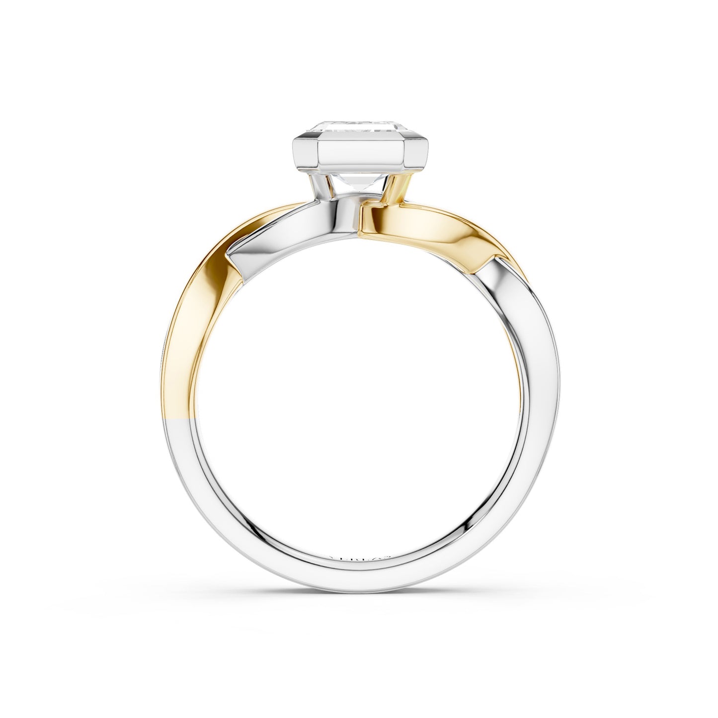 Twisted Bezel Emerald Diamond Ring