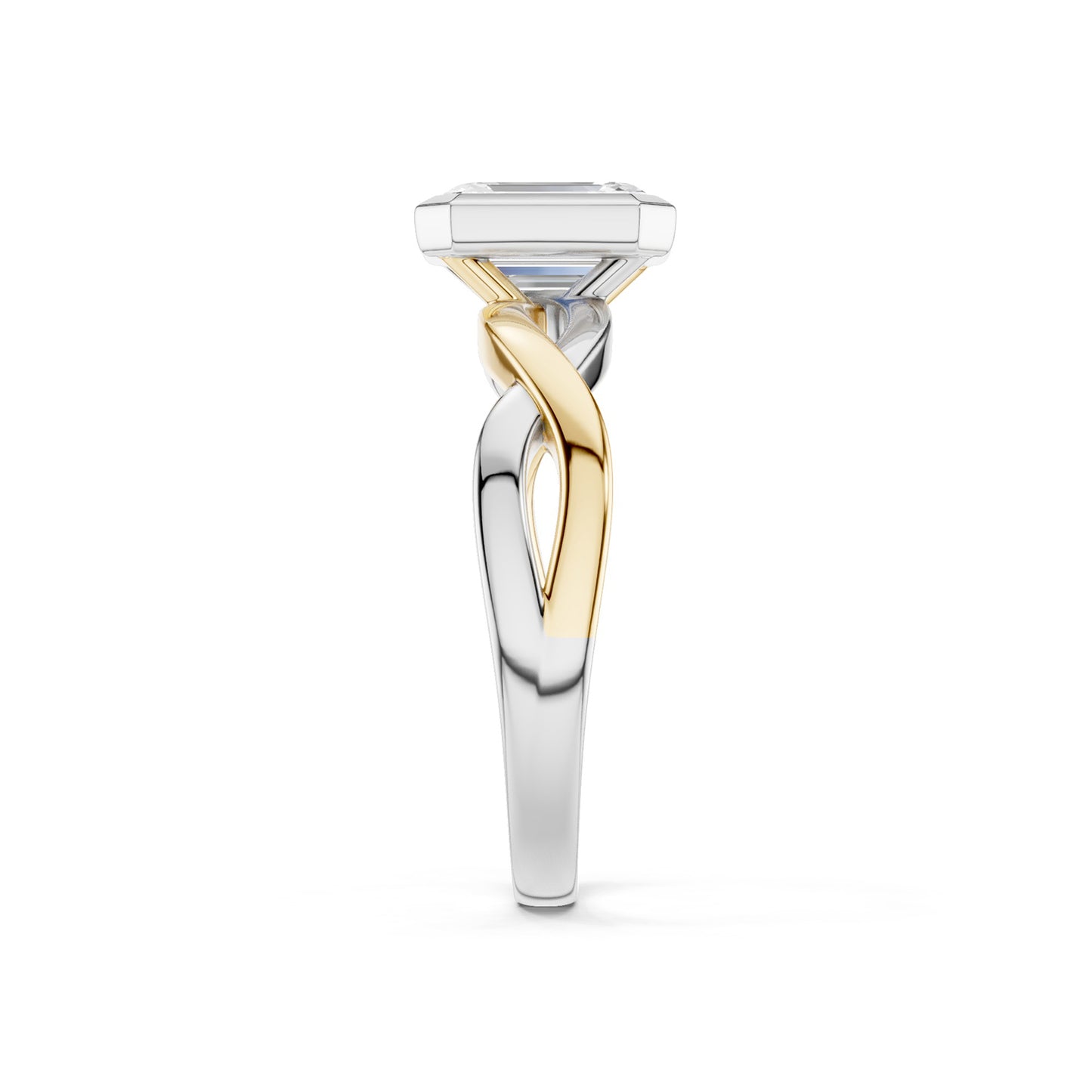 Twisted Bezel Emerald Diamond Ring