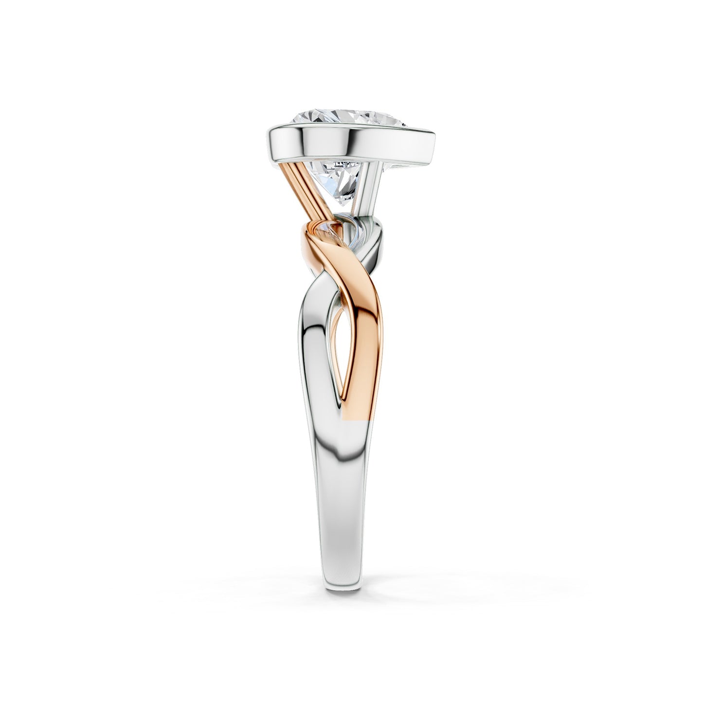 Twisted Bezel Heart Diamond Ring