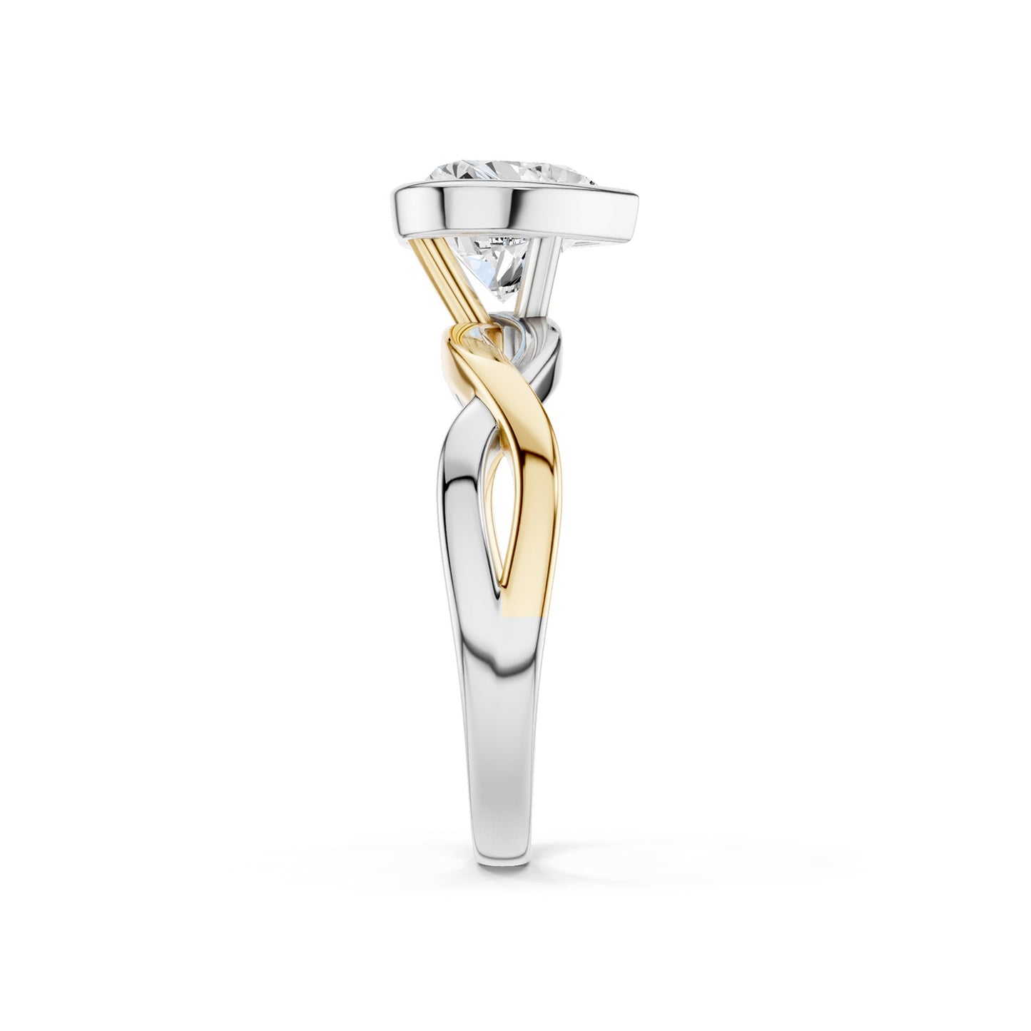 Twisted Bezel Heart Diamond Ring