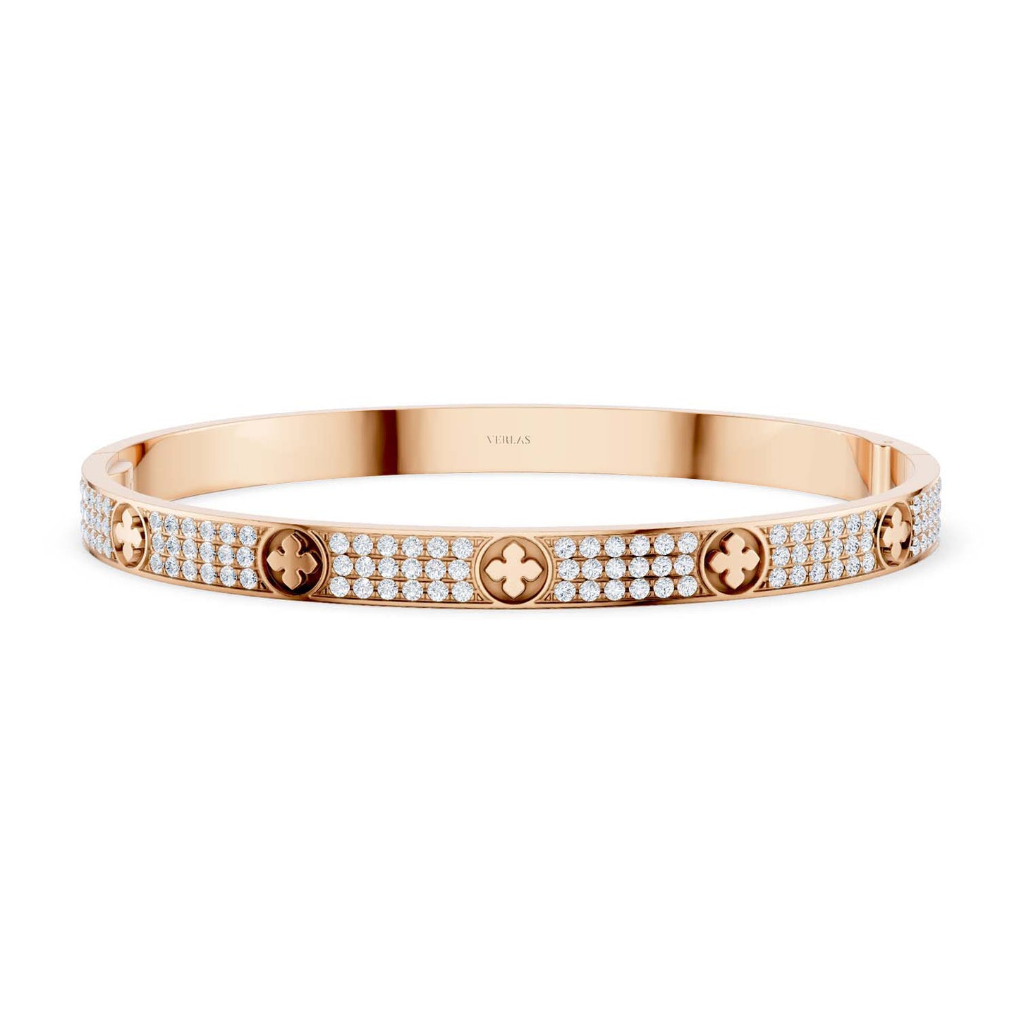 La Fleur 3-Diamond Rows Round Bangle