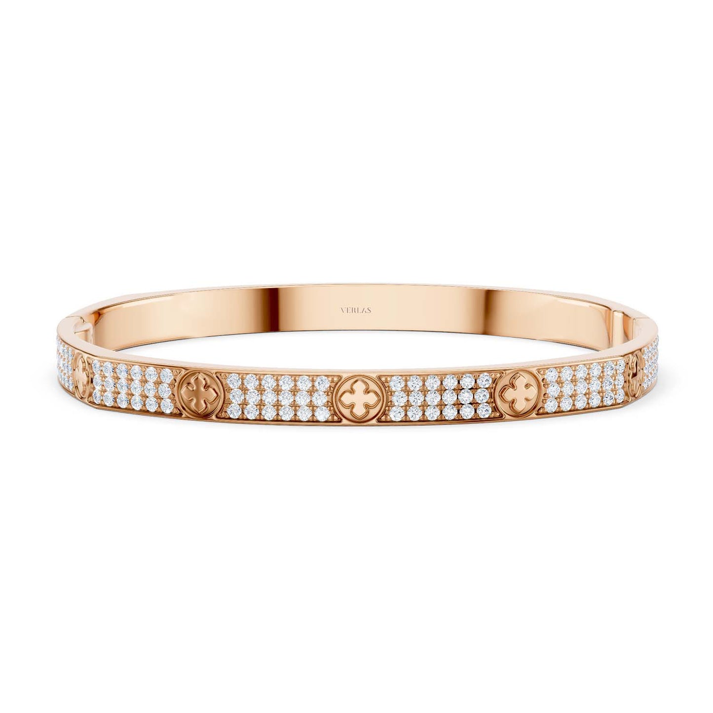 La Fleur 3-Diamond Rows Square Bangle