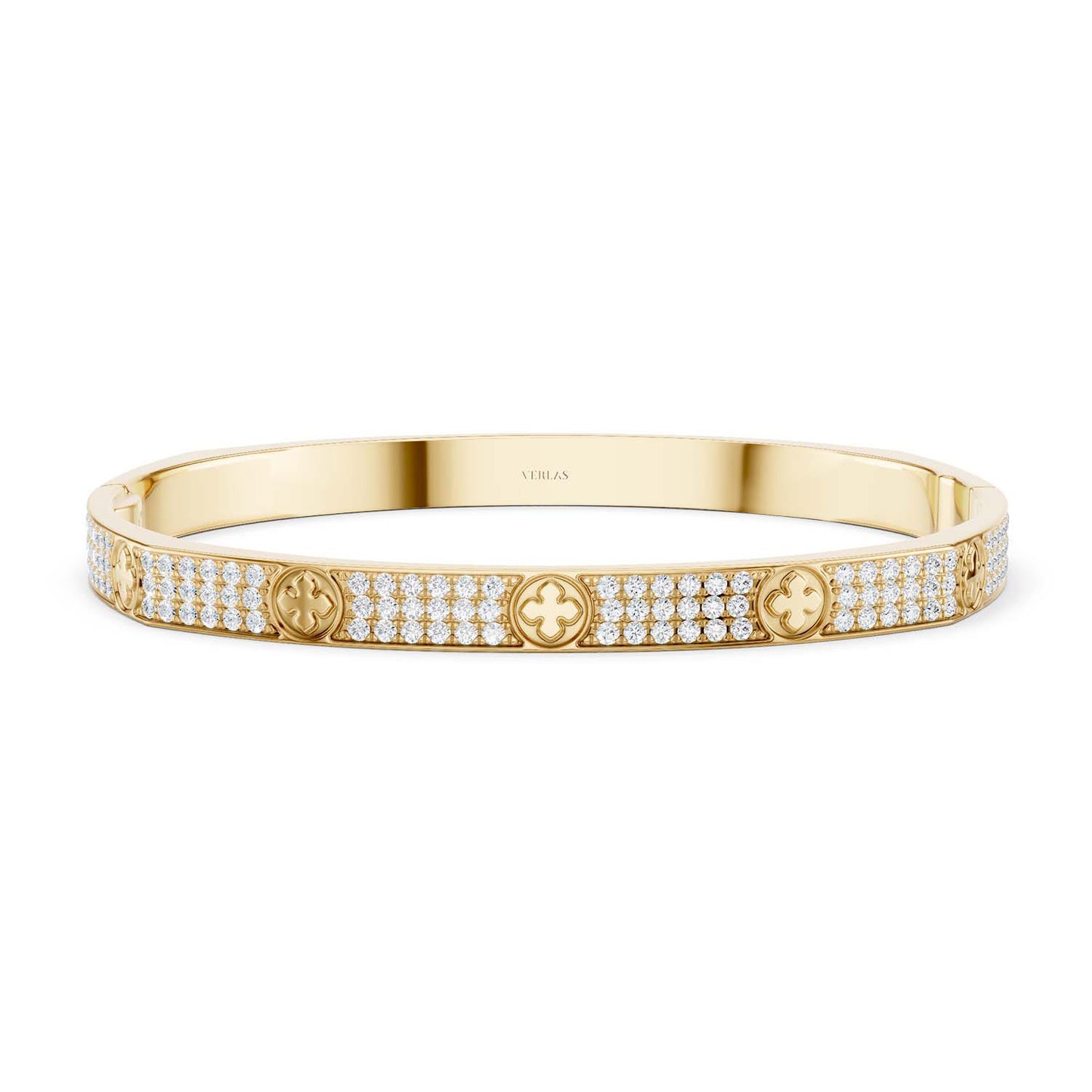 La Fleur 3-Diamond Rows Square Bangle