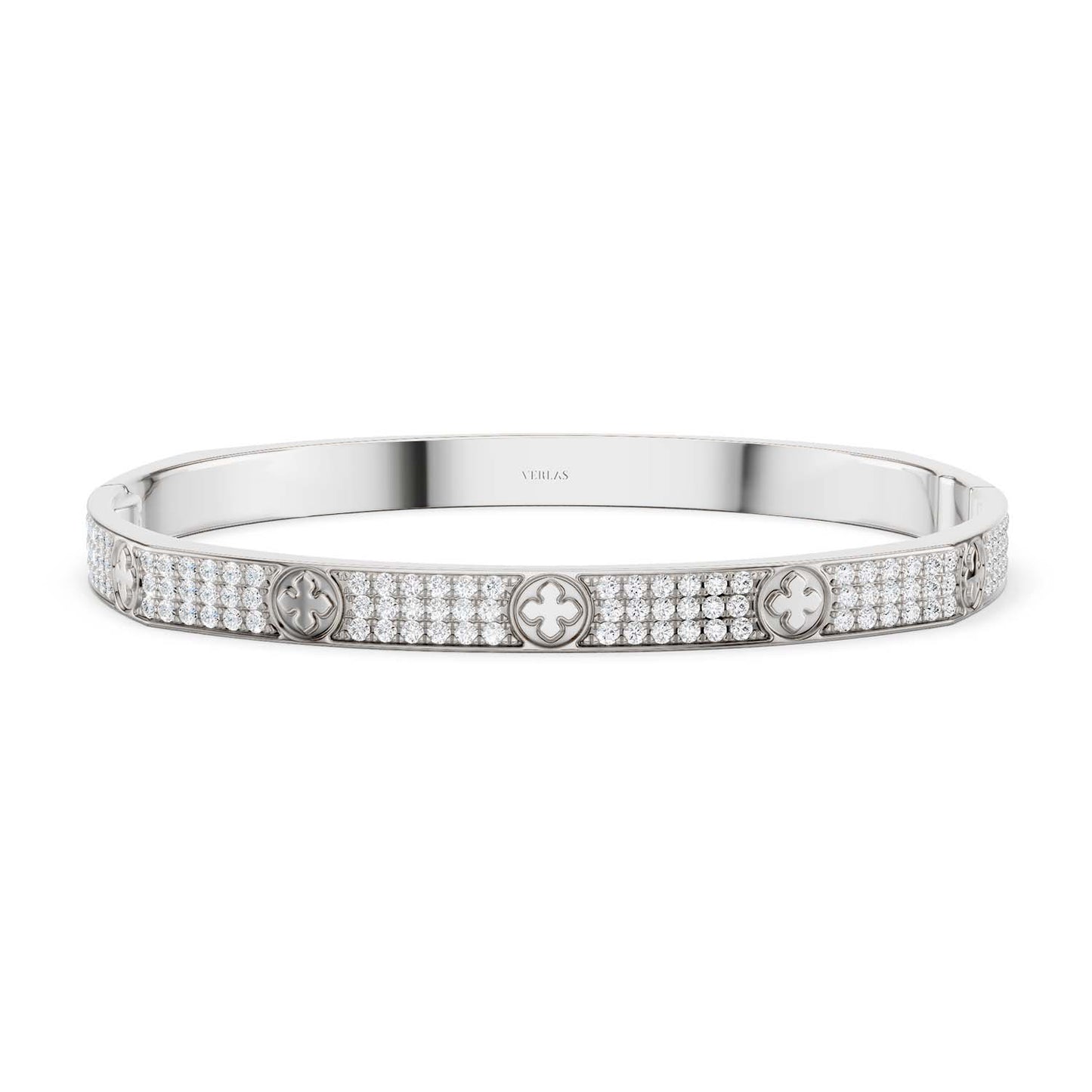 La Fleur 3-Diamond Rows Square Bangle