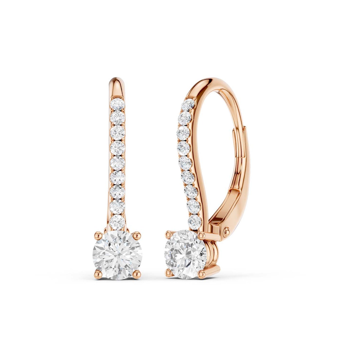 Round Solitaire Drop Earrings