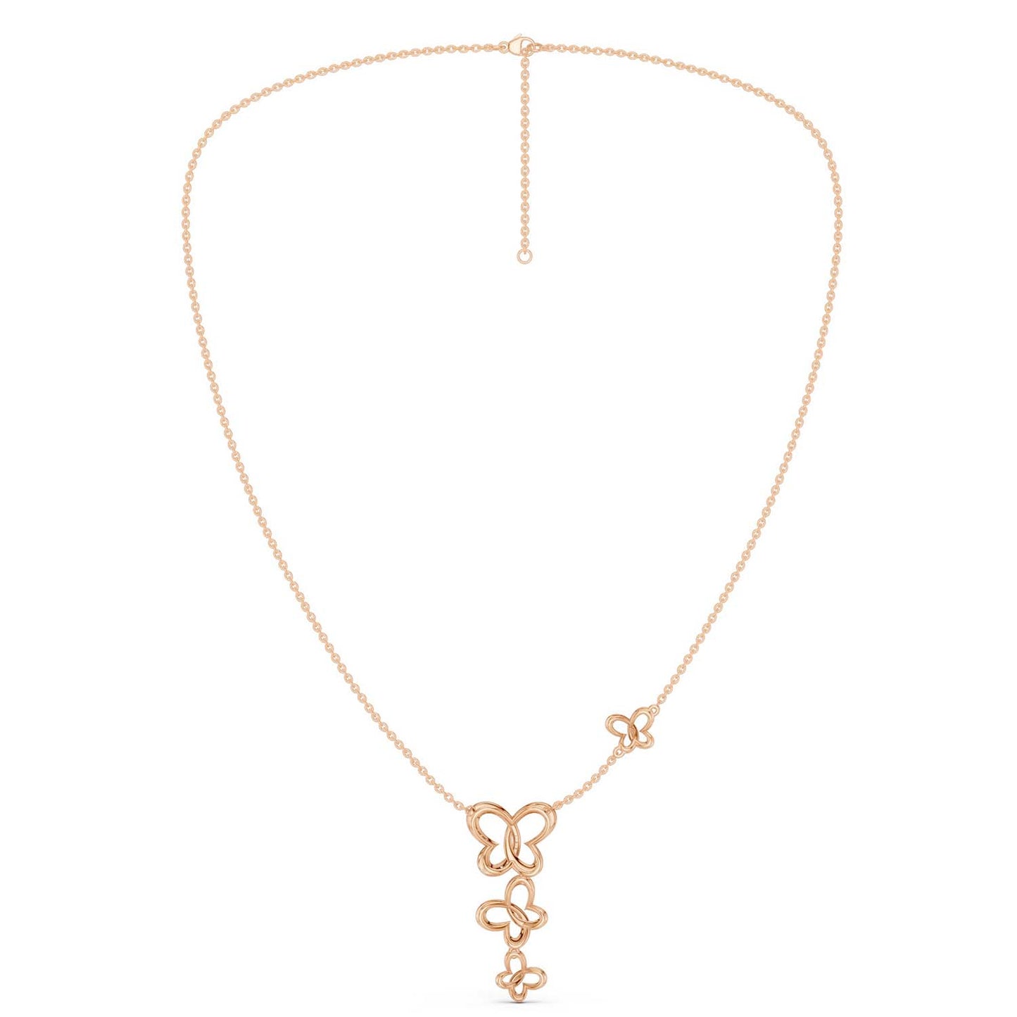 Triple Butterfly Drop Necklace