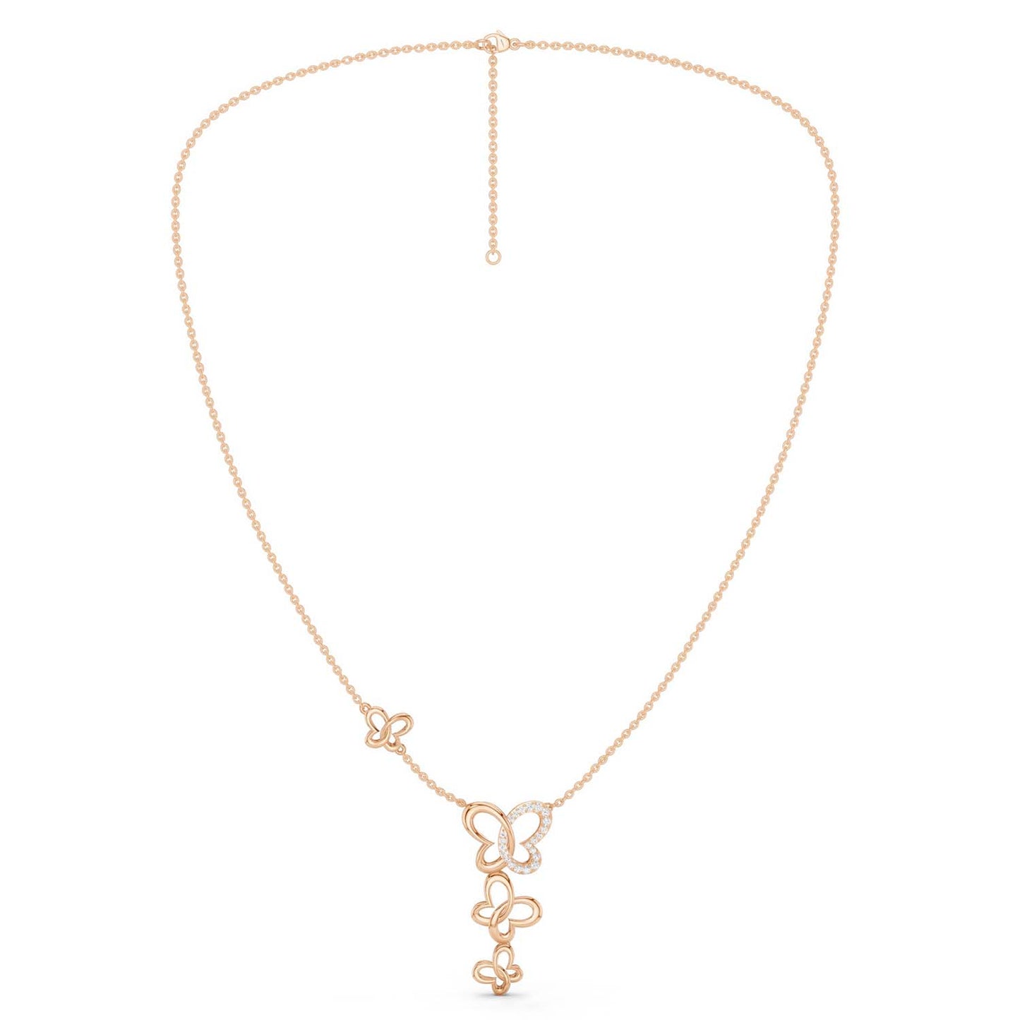 Triple Butterfly Drop Necklace